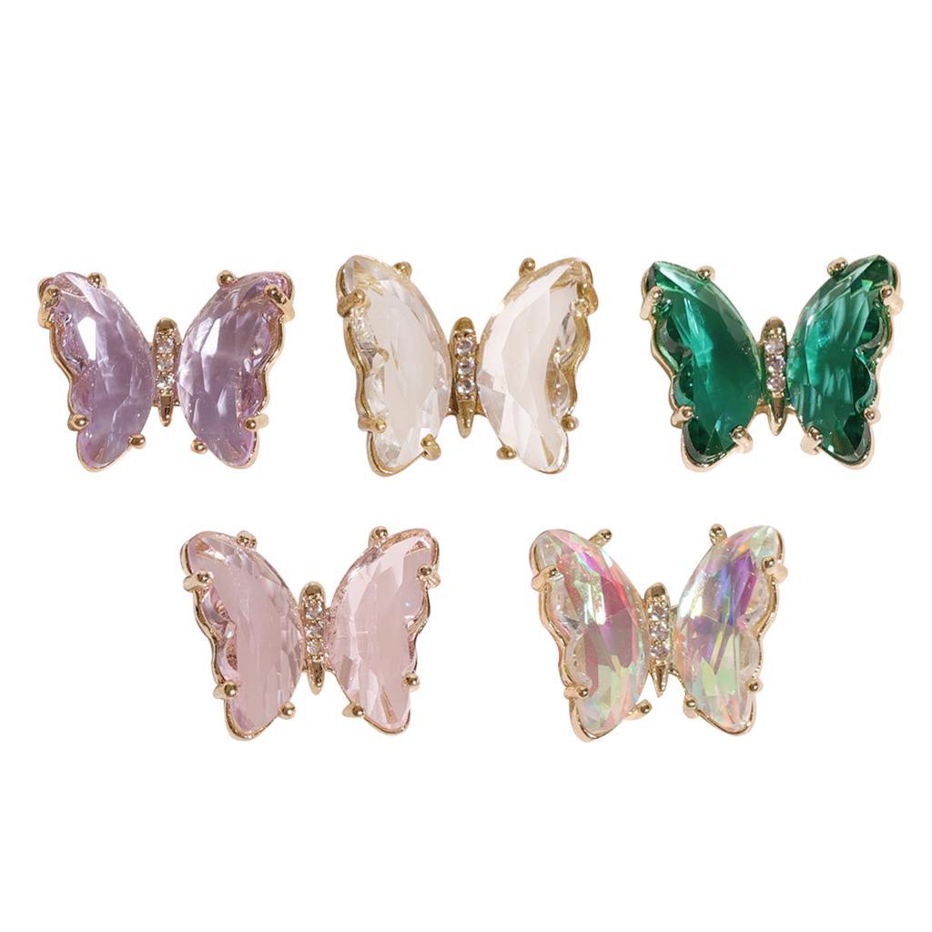 2x3D Manicure Nail Butterfly Resin Flakes Salon Colorful Crystals  01
