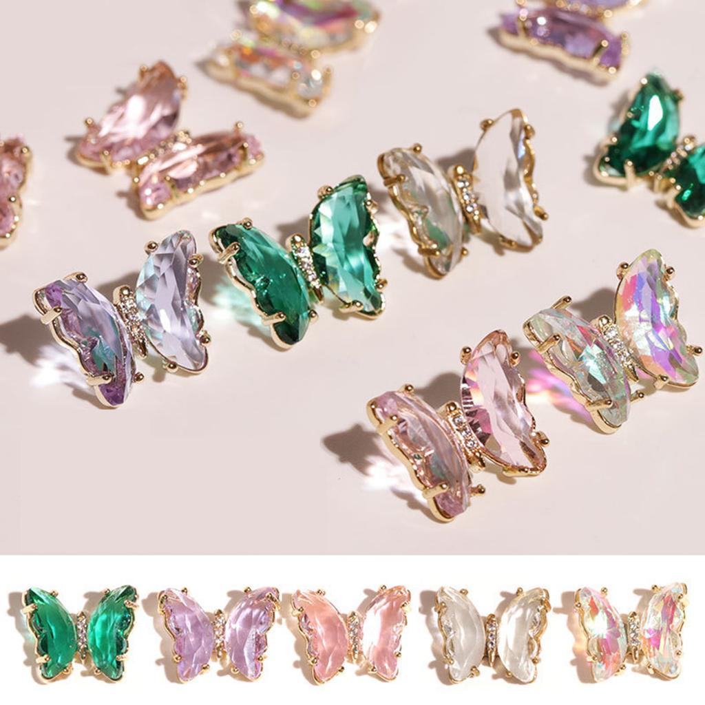 3x3D Manicure Nail Butterfly Resin Flakes Salon Colorful Crystals  01