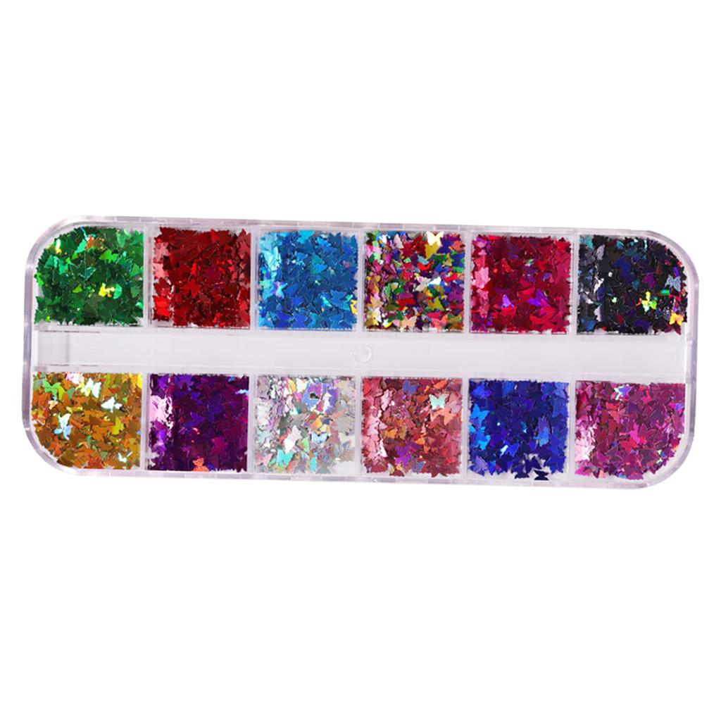 4x12 Colors Nail Glitter Sequins Butterfly Flakes Nail Art 3D Decoration 01