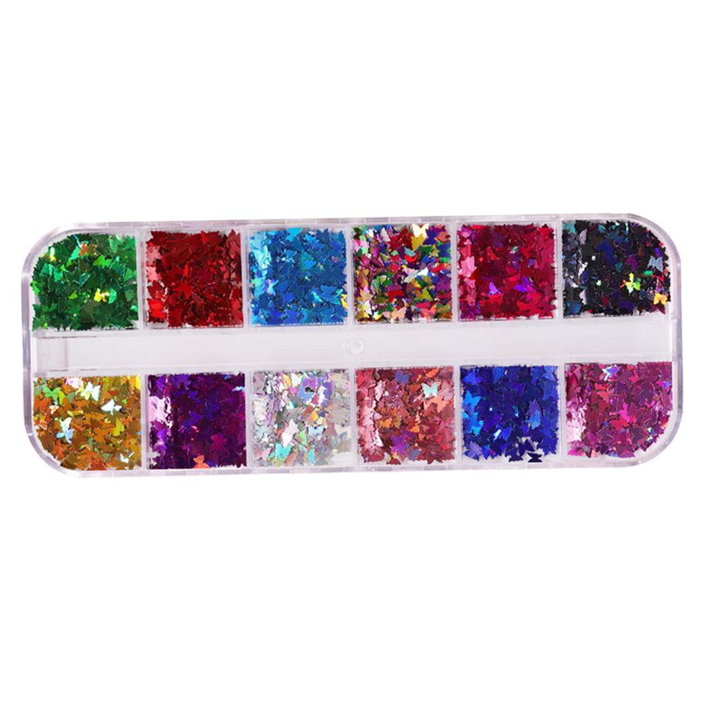4x12 Colors Nail Glitter Sequins Butterfly Flakes Nail Art 3D Decoration 01