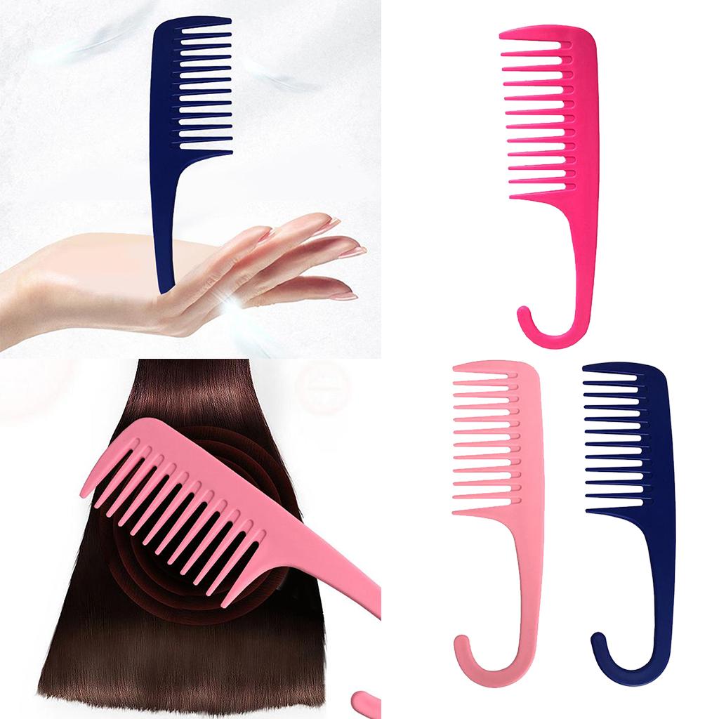 2xWide Tooth Comb Shower Comb With Hook for Long Wet Dry Hair   Free red