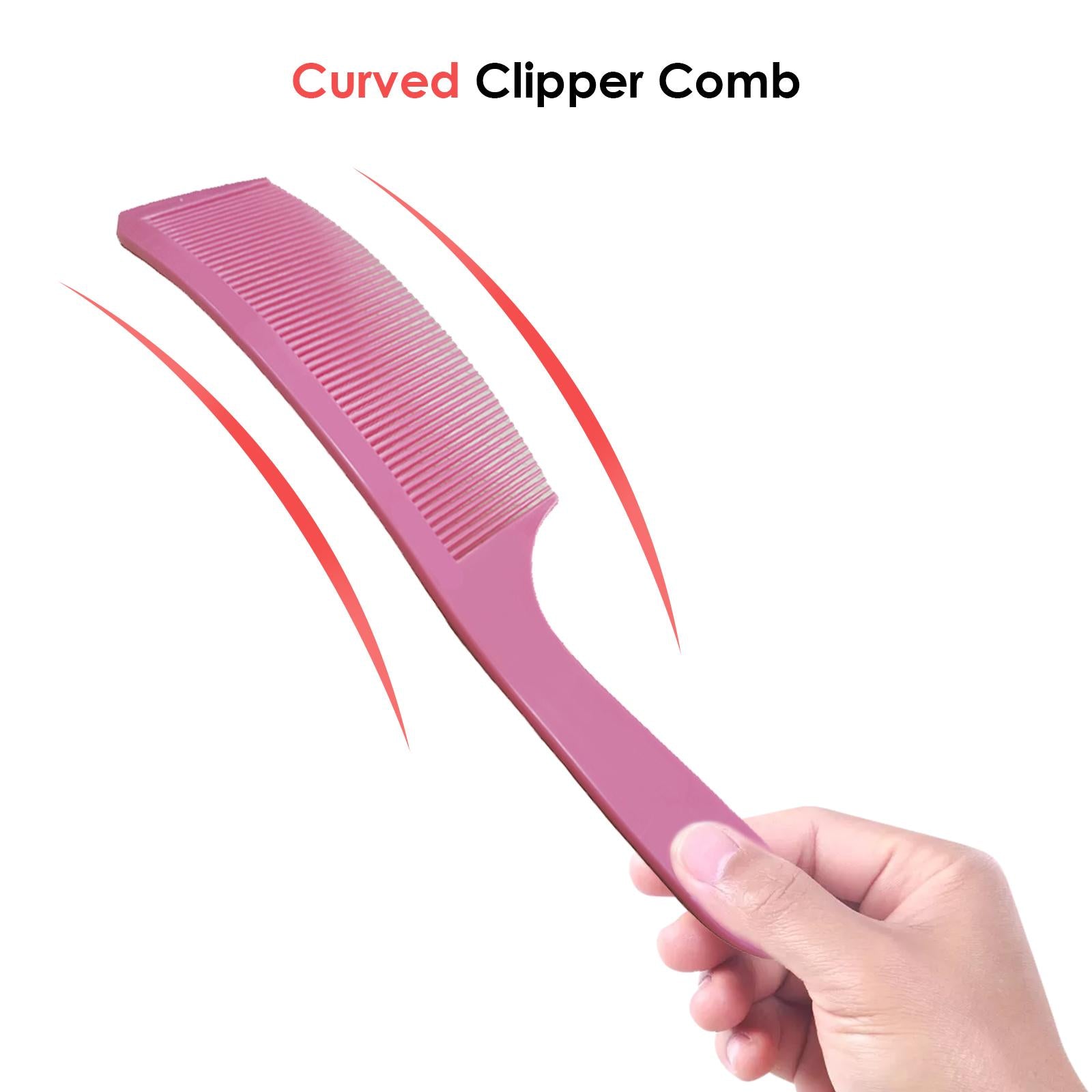 3xBarber Stylist Curved Styling Comb Flat Top Hairdressing Comb Pink