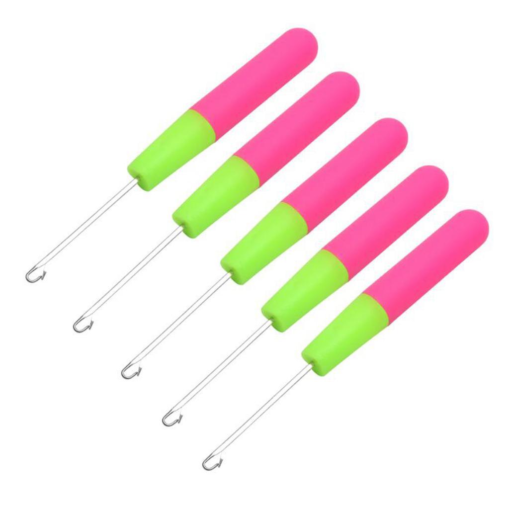 3x5 Packs 6in Latch Hook Crochet Needle for Braids Hair Extension Weave Pink