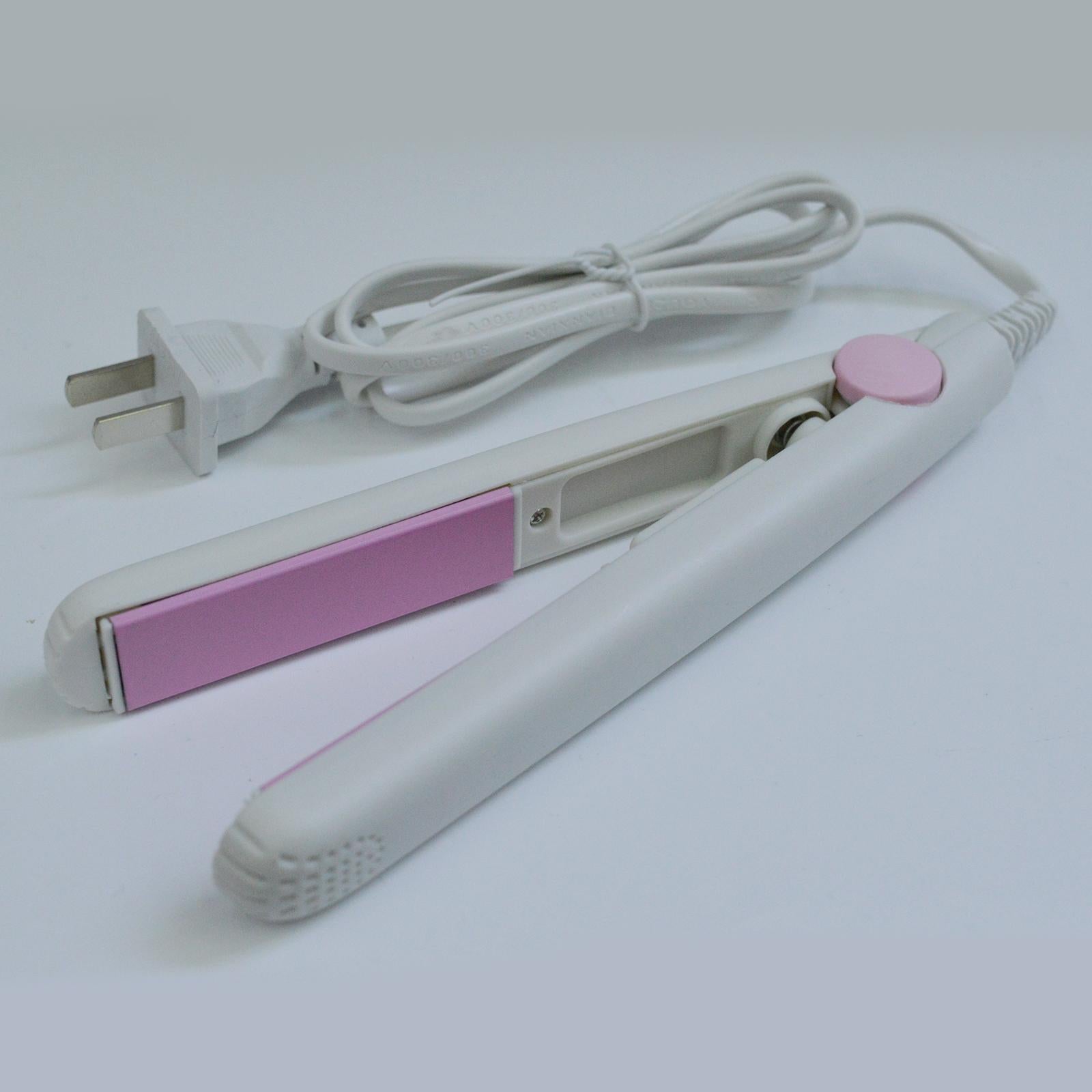 4xPortable Mini Hair Straightener Flat Iron Curler DIY Hair Styling  White