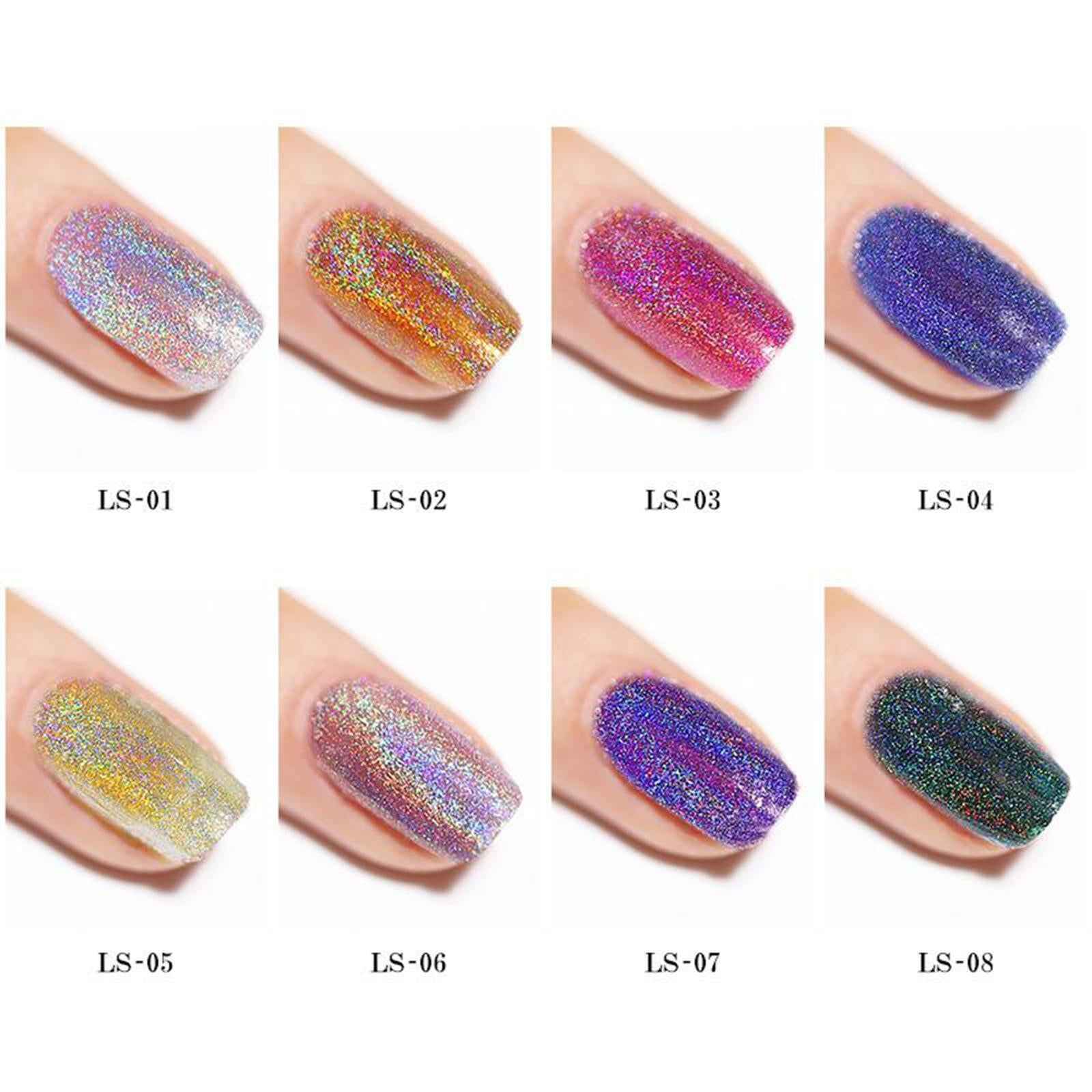 Holographic Powder Sequins Glitter Nail Art Polish Tips Decoration 7ml LS06