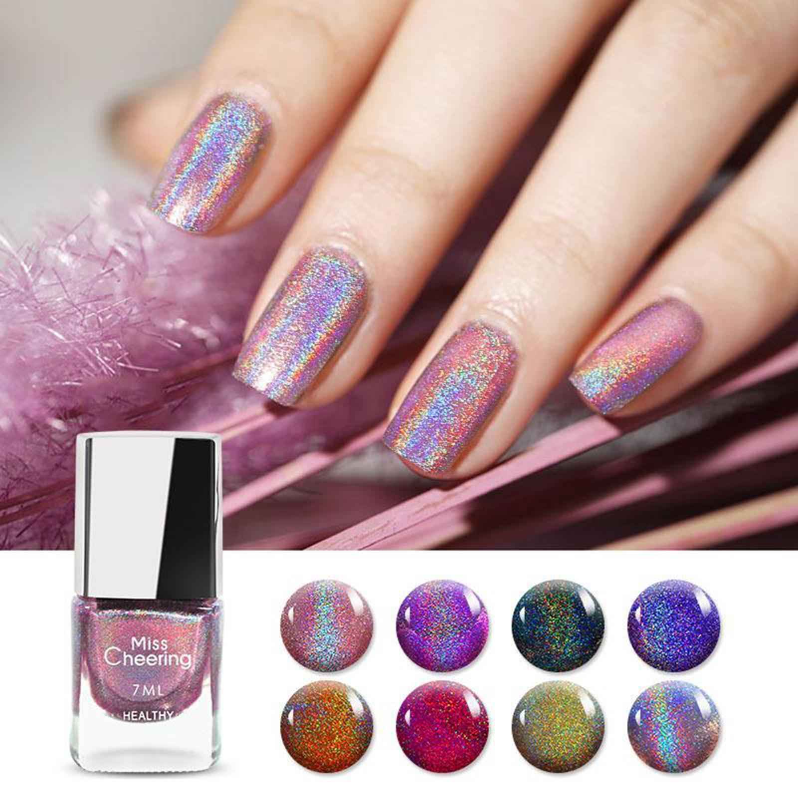 Holographic Powder Sequins Glitter Nail Art Polish Tips Decoration 7ml LS06