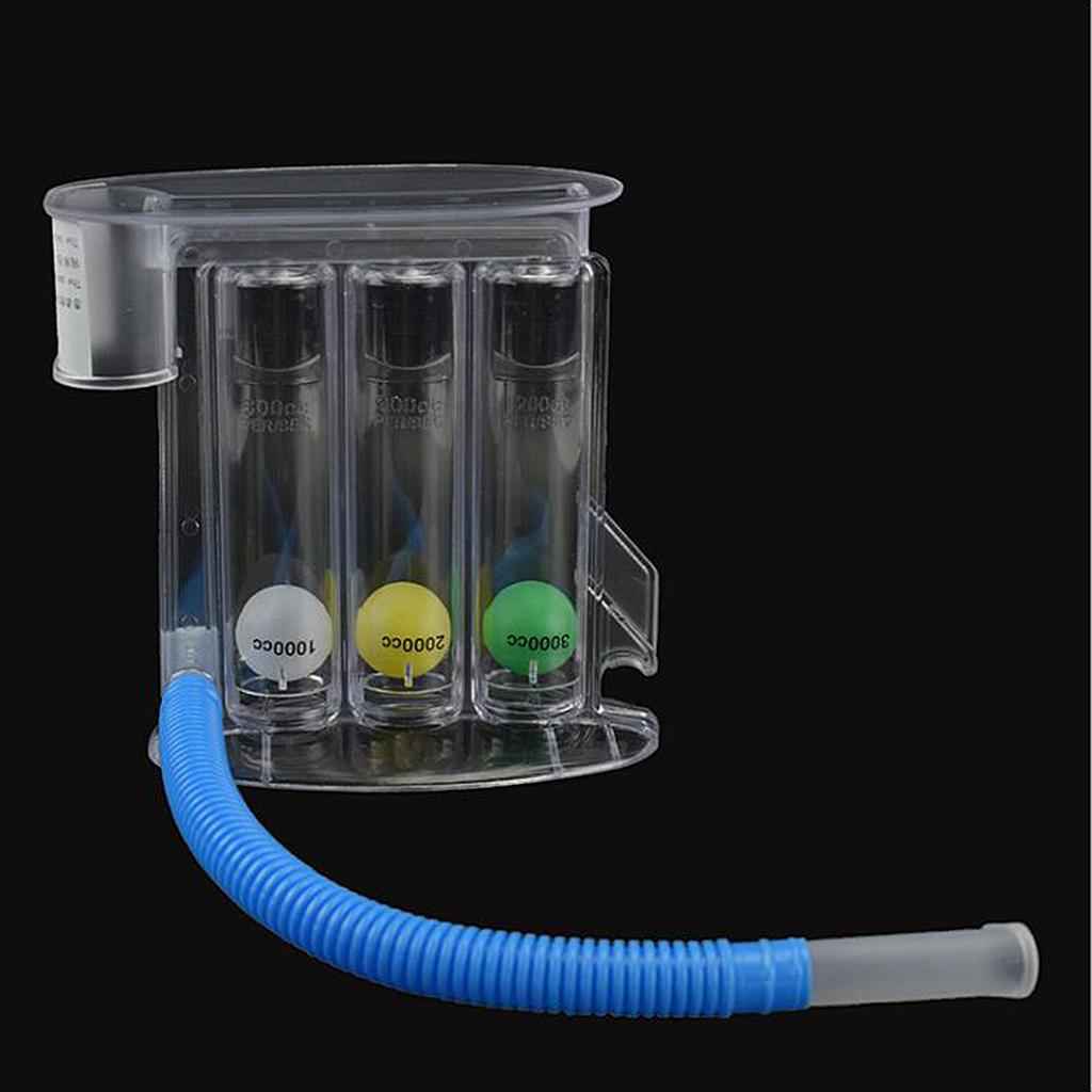 Lung Deep Breathing Trainer Exerciser Device Incentive Spirometer 3 Balls