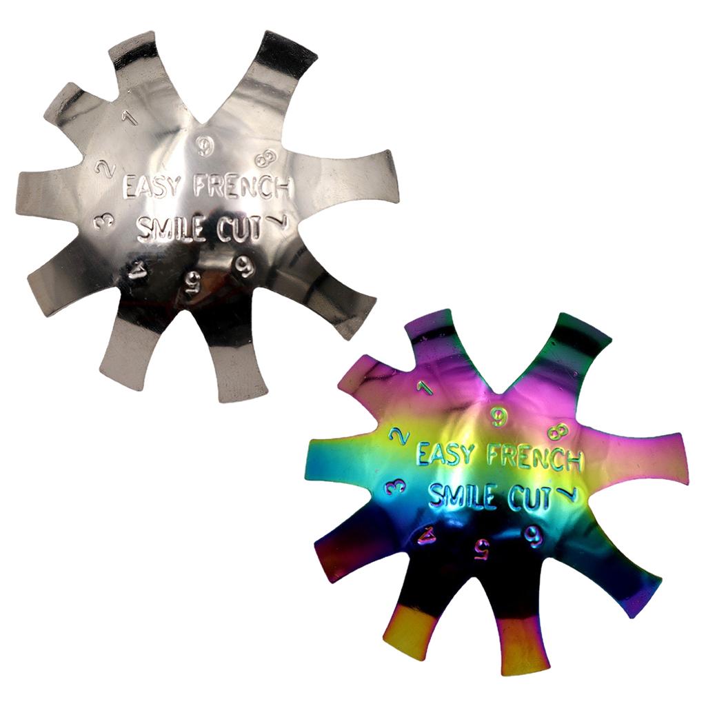 4xEasy French Tip Trim Edge Trimmer Cutter Stencil Nail Art Tool Silver