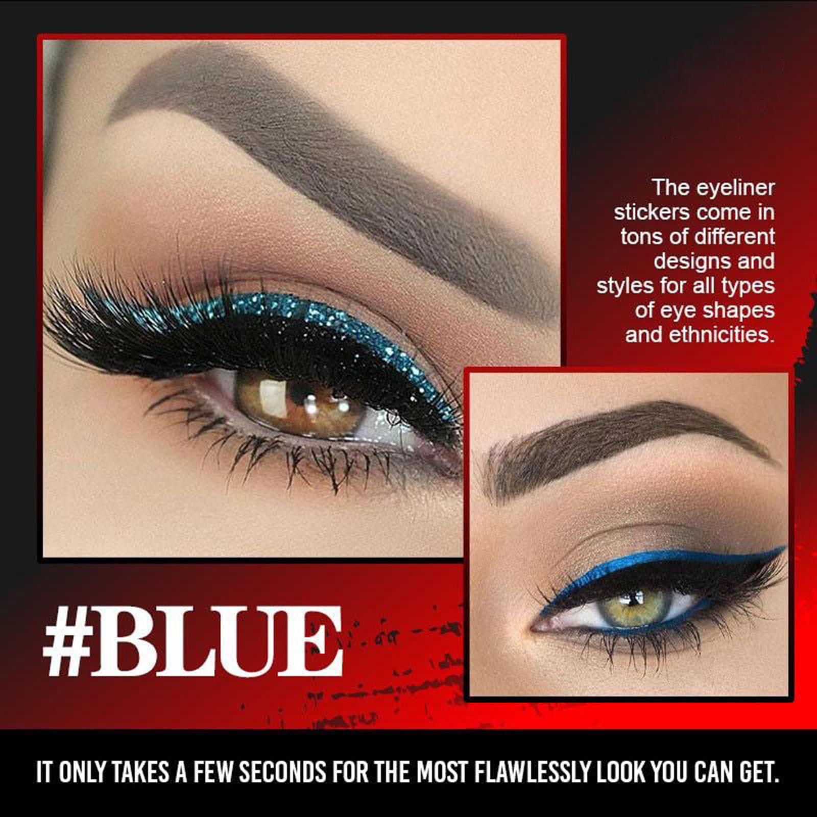 2xReusable Eyeliner Stickers Makeup Eyeshadow Cat Eye 6 Pair Blue+Green