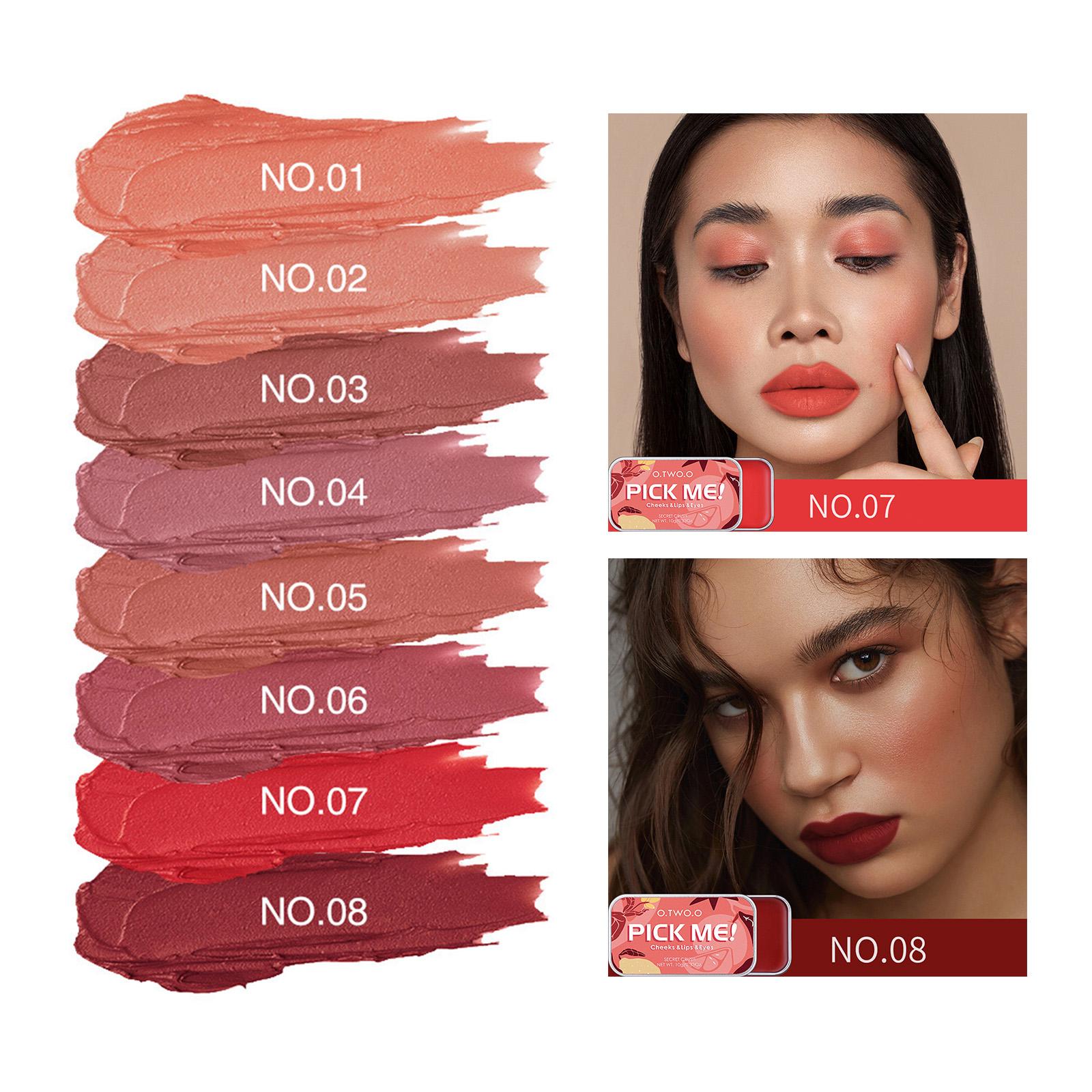 3x3-in-1 Lipstick Eye Shadow Blush Repairing Palette Monochrome Rouge Cream A