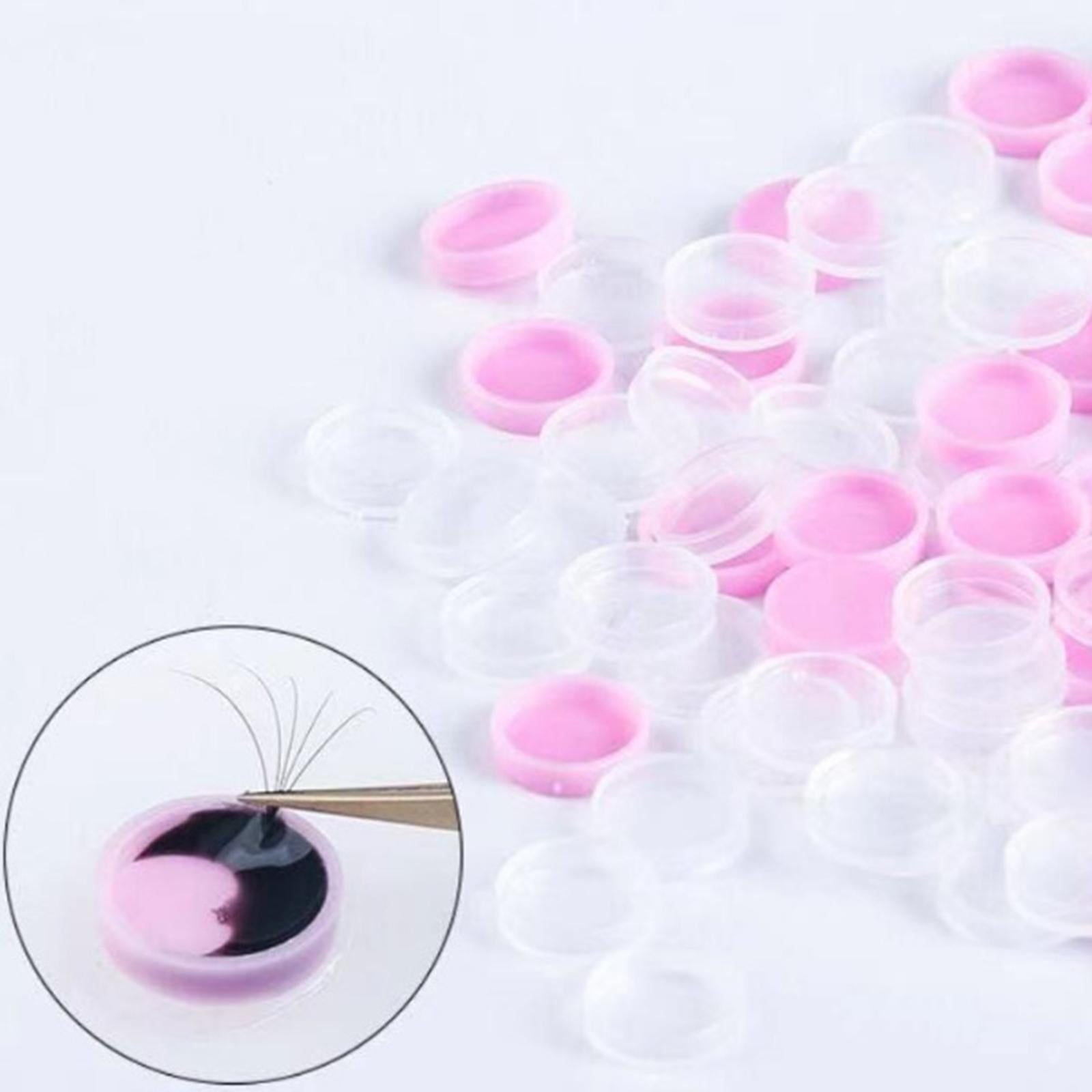 2x100Pcs Adhesive Stand Eyelash Extension Glue Holder Grafting Cup Pink