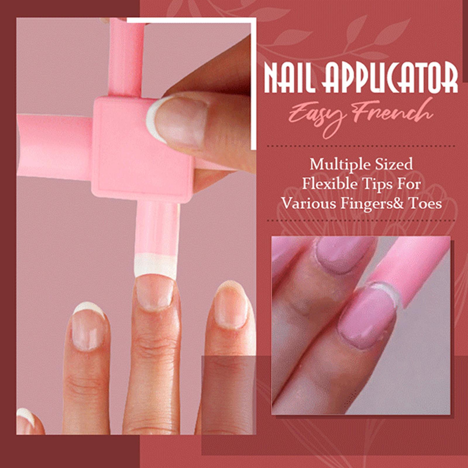 3xPlastic French Nail Tip Nail Applicator DIY Plate Fingers Toes Manicure Pink