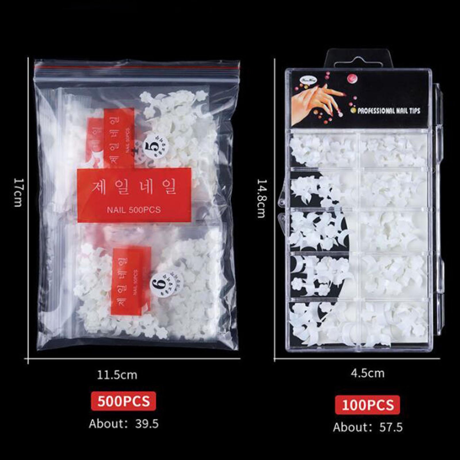 3xFrench Nail Tips White Crescent Shape Fake Nails Quick Building  100pcs