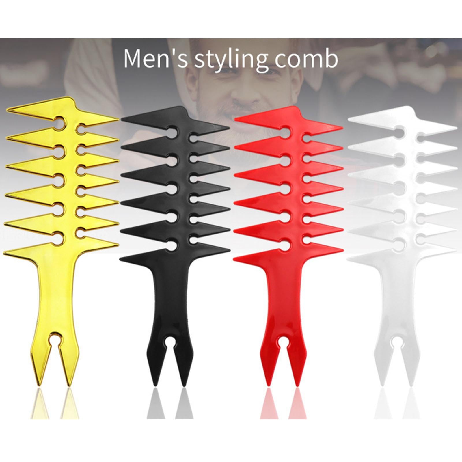 3xMen's Pompadour Hairstyling Combs Wide Tooth Fork Comb Retro Oil Head White