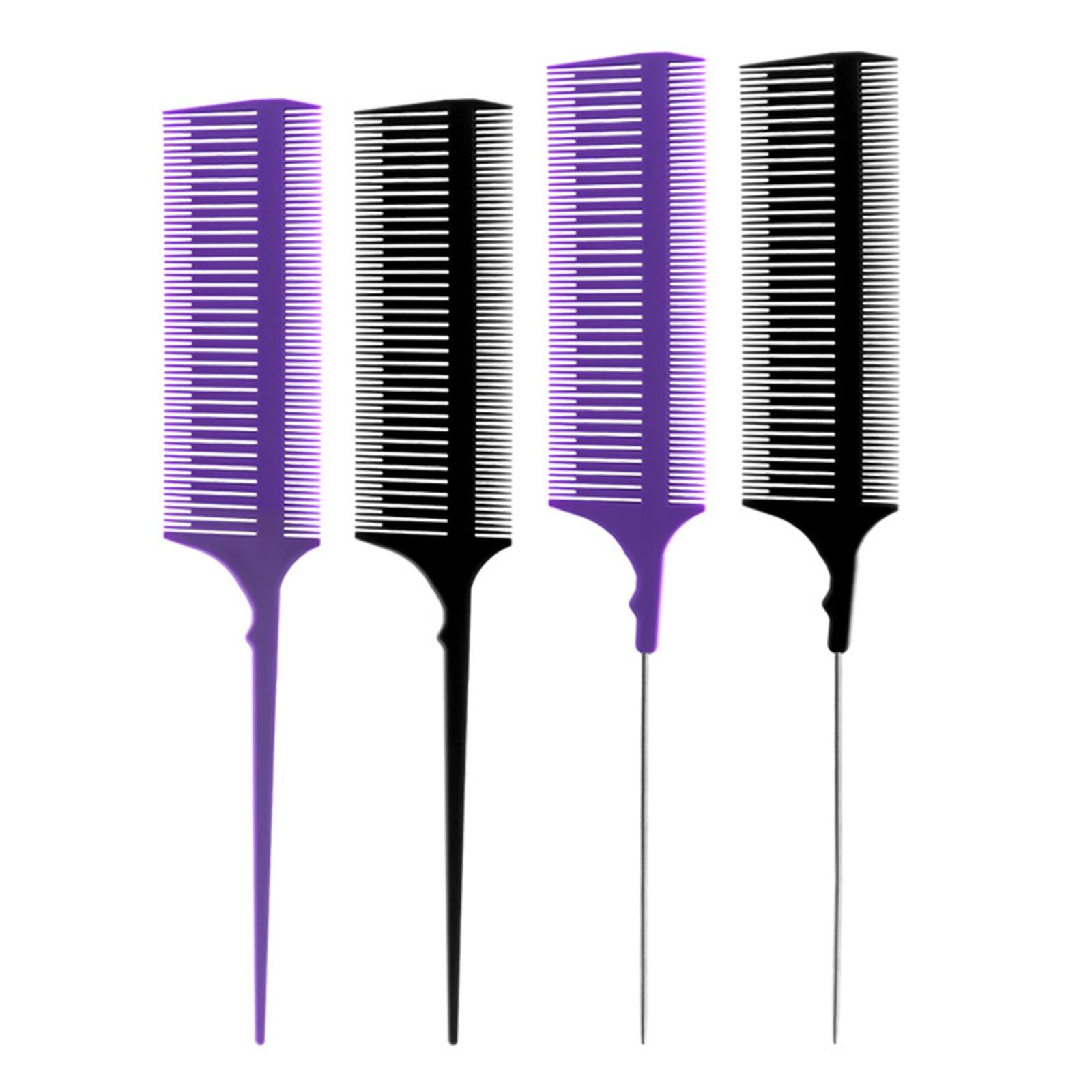 2xHair Highlighting 2-Sided Weaving Dyeing Parting Comb Plastic Pintail black