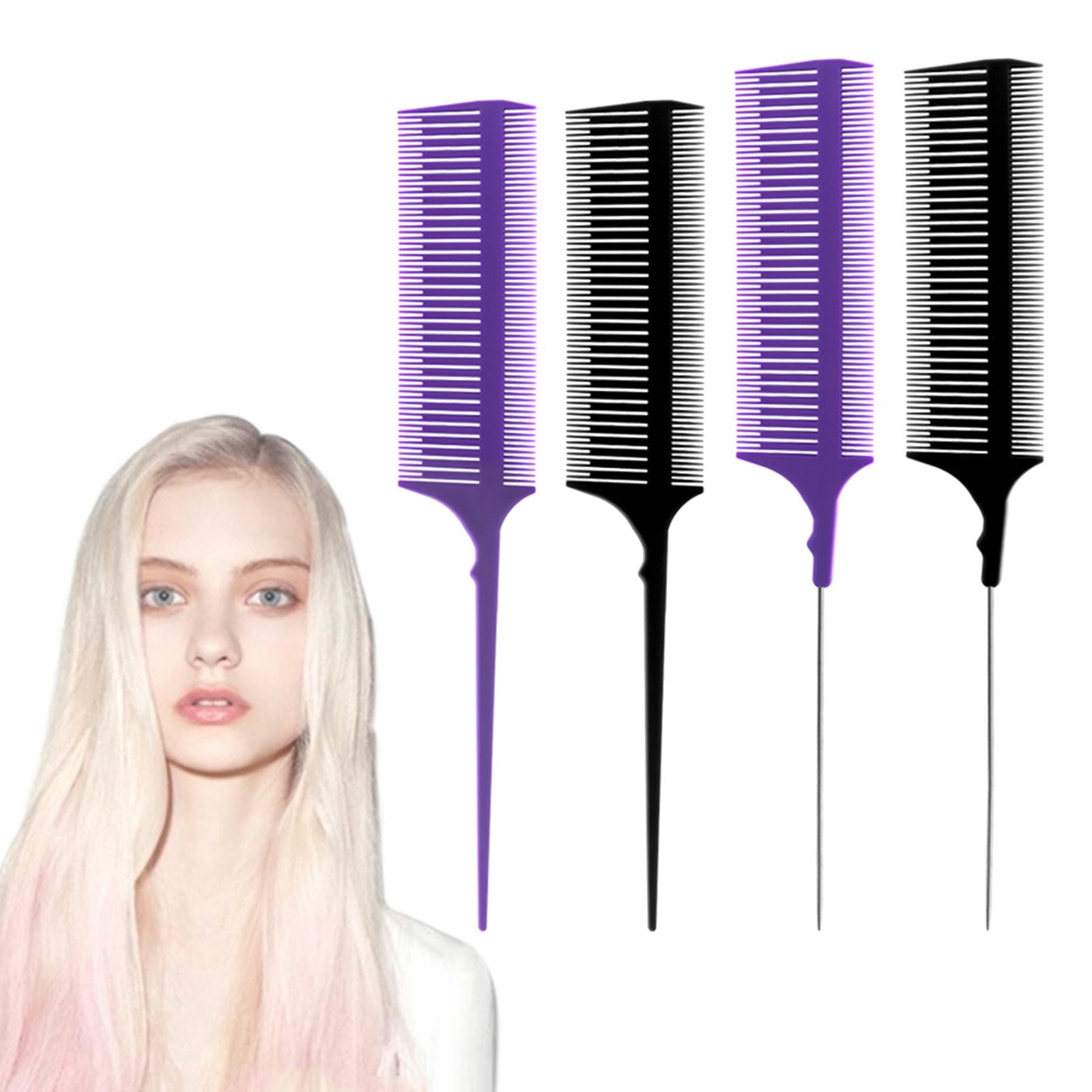 2xHair Highlighting 2-Sided Weaving Dyeing Parting Comb Plastic Pintail black