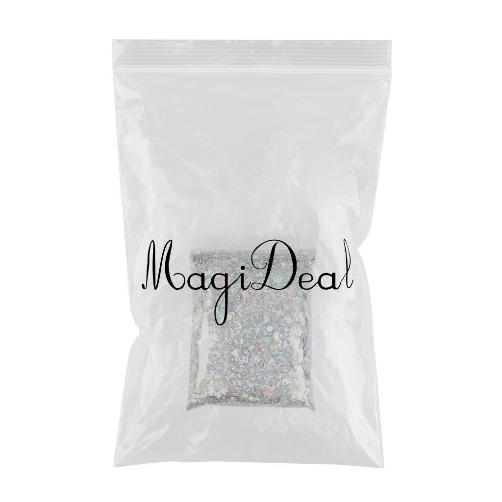 3x1Bag 50g Nail Glitter Sequins Paillette Flakes 3D Nail Art Decor Silver 