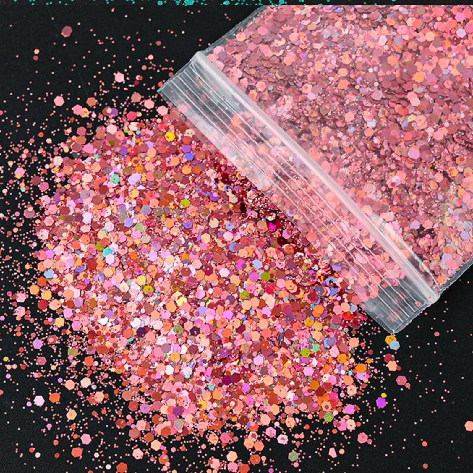 3x1Bag 50g Nail Glitter Sequins Paillette Flakes 3D Nail Art Decor Pink