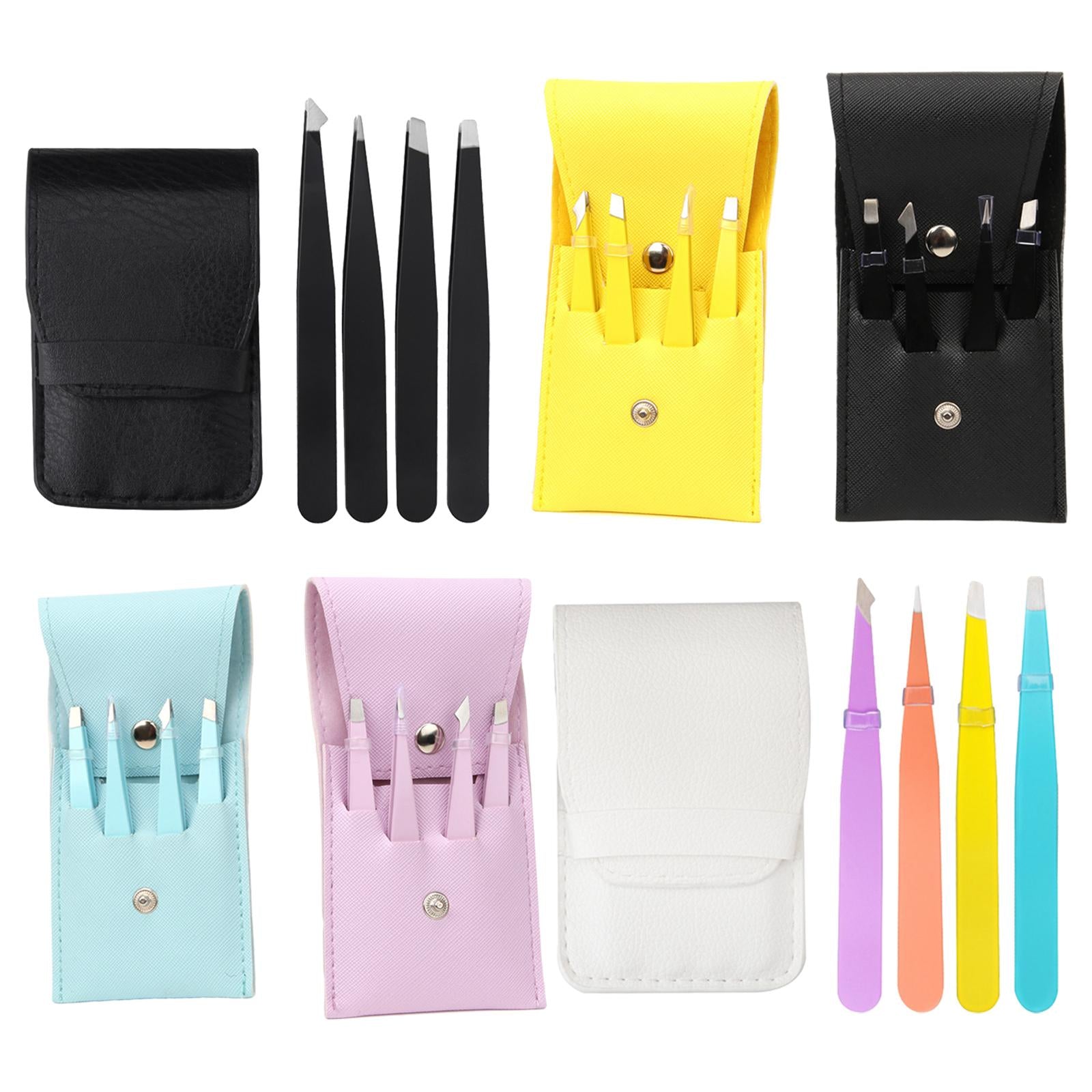 3xFine Hairs Puller Stainless Steel Professional 4 in1 Slanted Black
