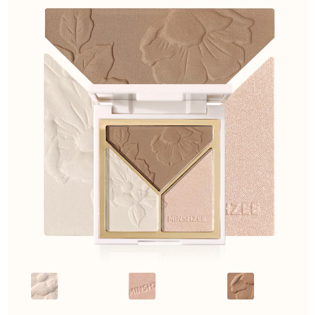 4xHighlighter Contour Palett Face Contouring Kit Highlighting Powder Brown 