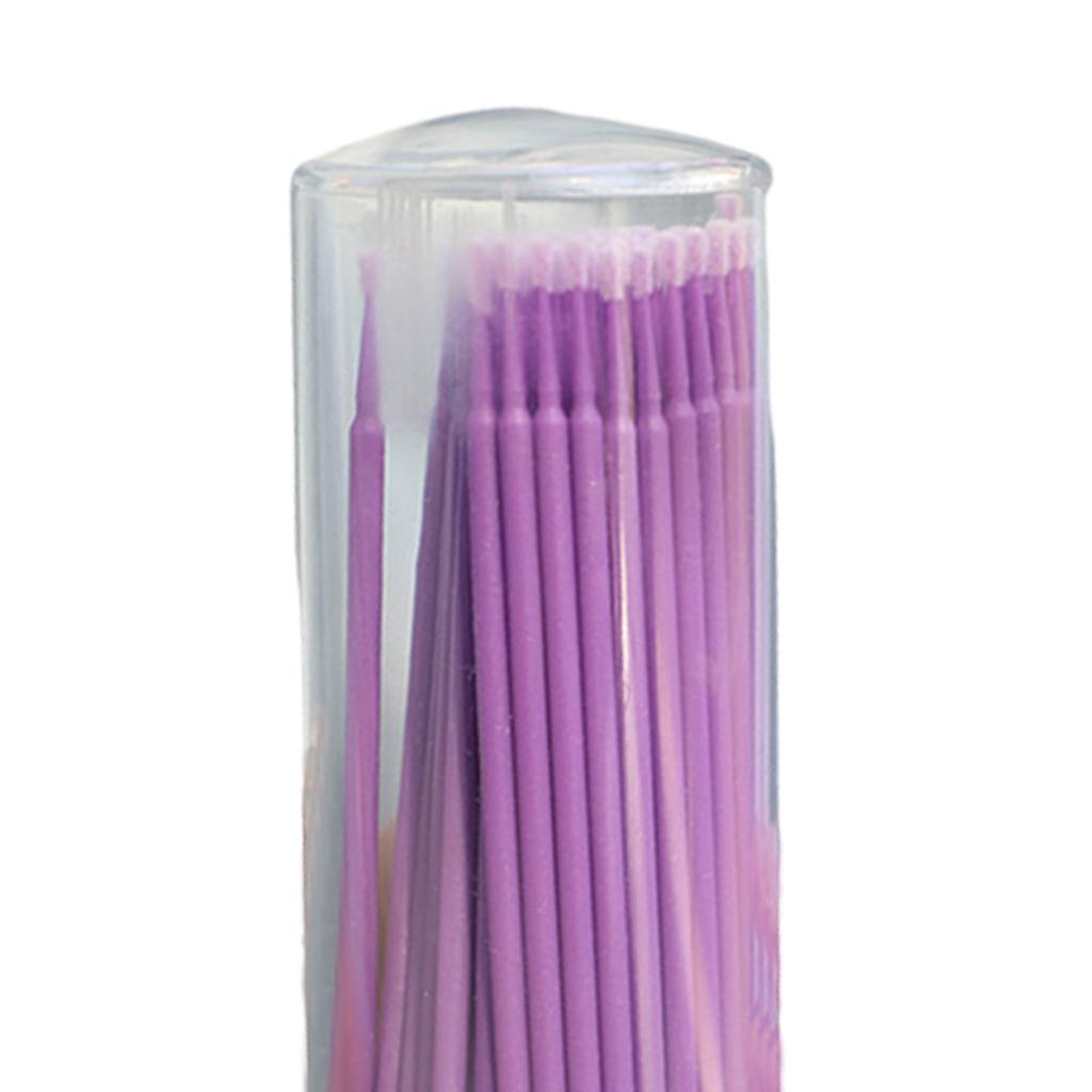 4x100PCS Eyelash Cotton Swab Disposable for Eye Makeup 96x1.9mm Head Purple