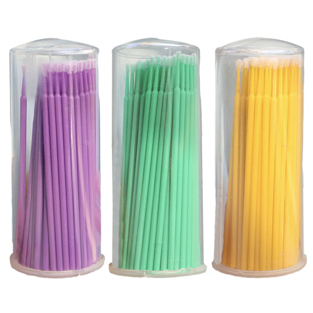 4x100PCS Eyelash Cotton Swab Disposable for Eye Makeup 96x1.9mm Head Purple