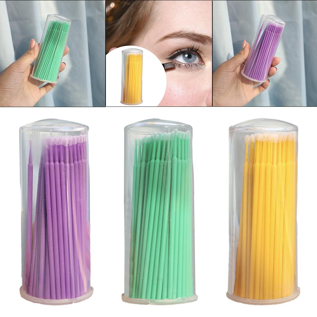 4x100PCS Eyelash Cotton Swab Disposable for Eye Makeup 96x1.9mm Head Purple