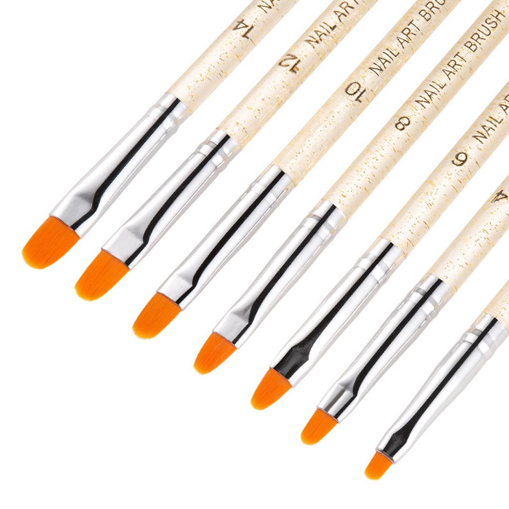 4x7Pcs UV Gel Nail Art Brush Pen Drawing Painting Leaves Salon Use Home Gold