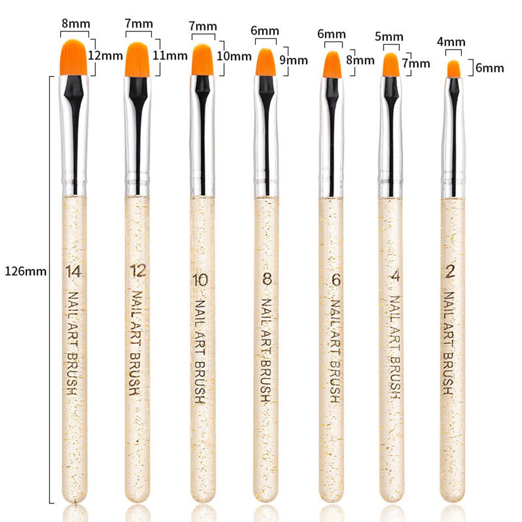 2x7Pcs UV Gel Nail Art Brush Pen Drawing Painting Leaves Salon Use Home Gold