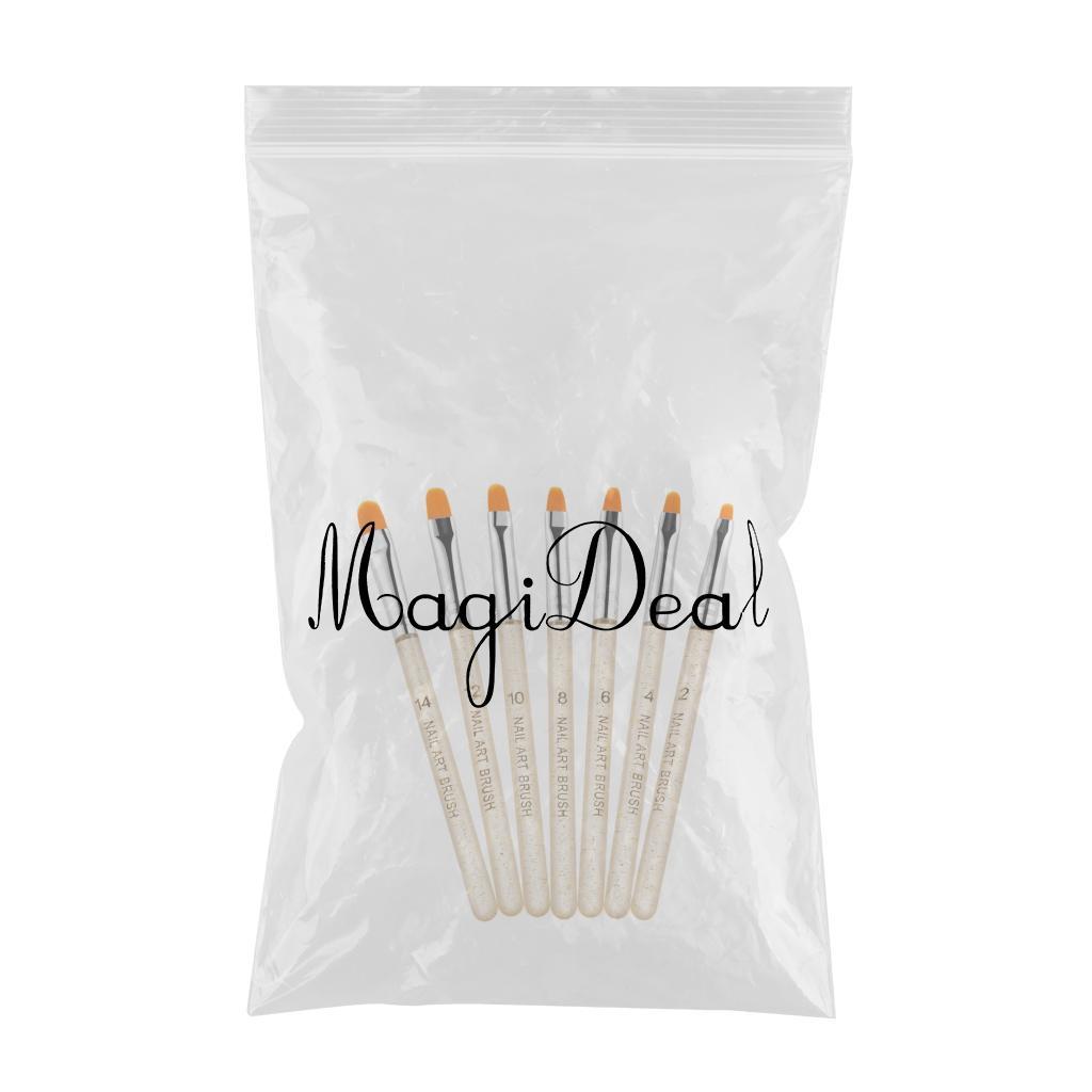 4x7Pcs UV Gel Nail Art Brush Pen Drawing Painting Leaves Salon Use Home Gold