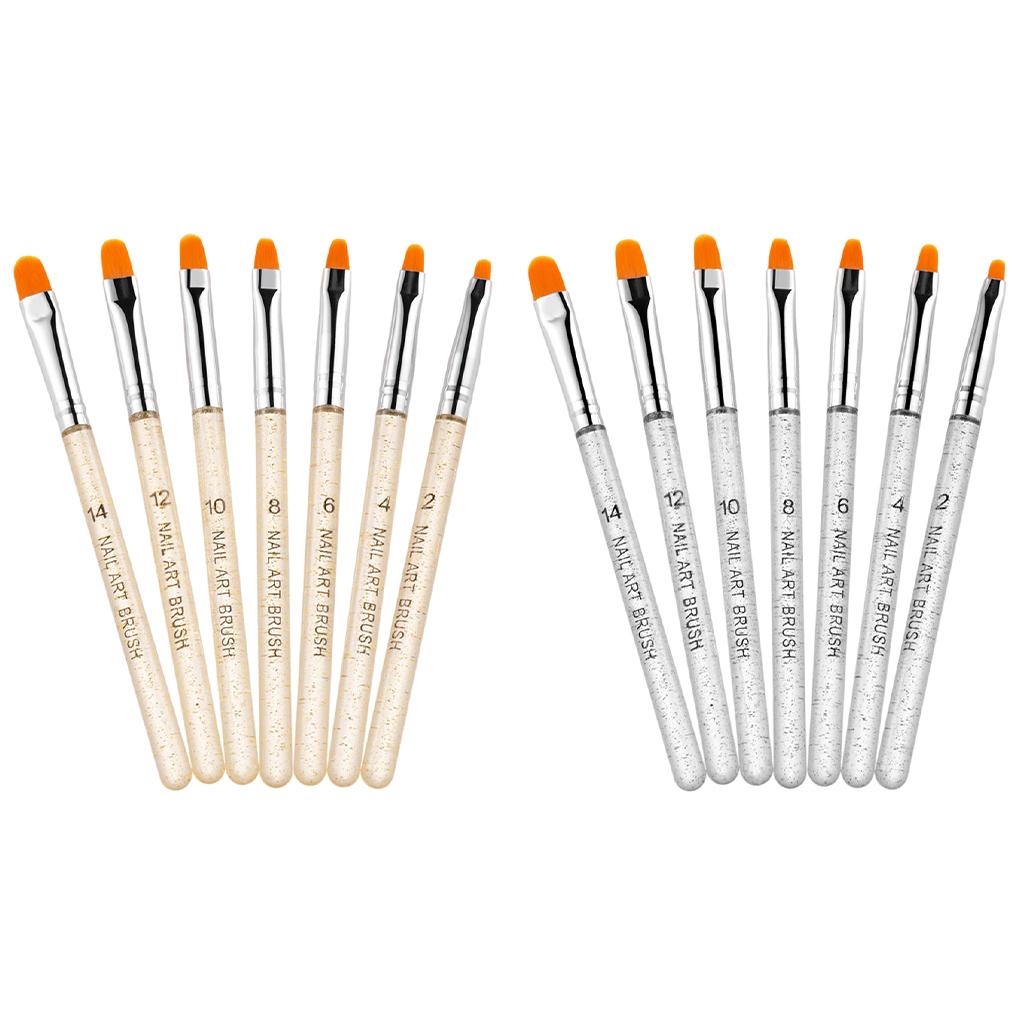 4x7Pcs UV Gel Nail Art Brush Pen Drawing Painting Leaves Salon Use Home Gold