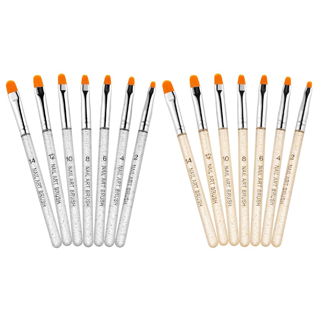 3x7Pcs UV Gel Nail Art Brush Pen Drawing Painting Leaves Salon Use Home Gold
