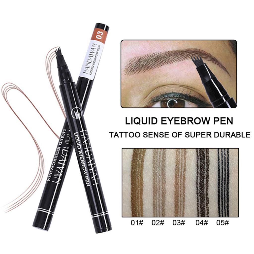 2xMicroblading Eyebrow Pen Micro-Fork Tip Waterproof Color 3D Four Point 1