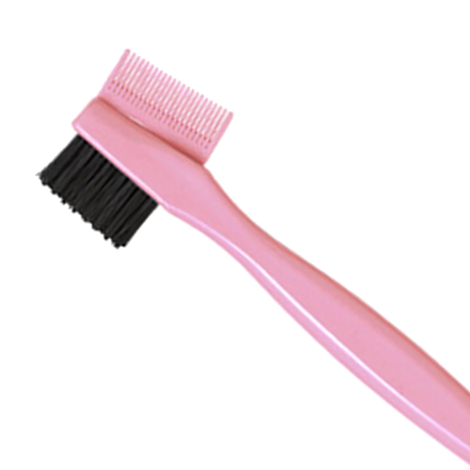 4xEyebrow Brush Comb Double-Sides Beauty Tool for Makeup Women Travel Pink
