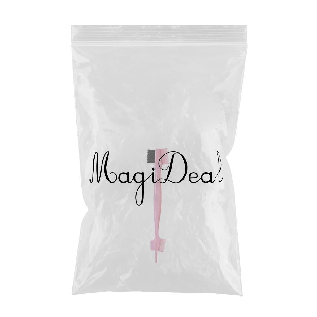 2xEyebrow Brush Comb Double-Sides Beauty Tool for Makeup Women Travel Pink