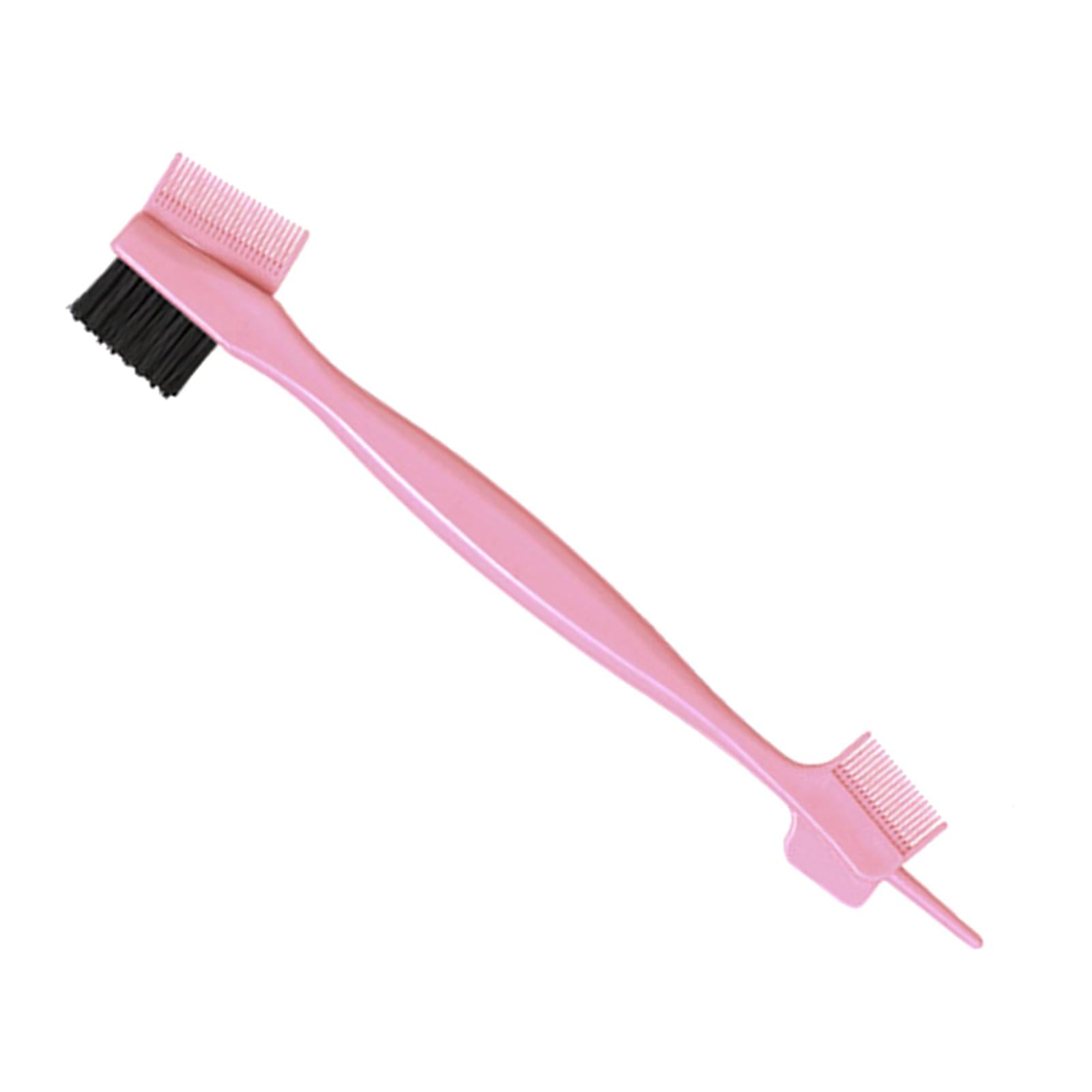 2xEyebrow Brush Comb Double-Sides Beauty Tool for Makeup Women Travel Pink