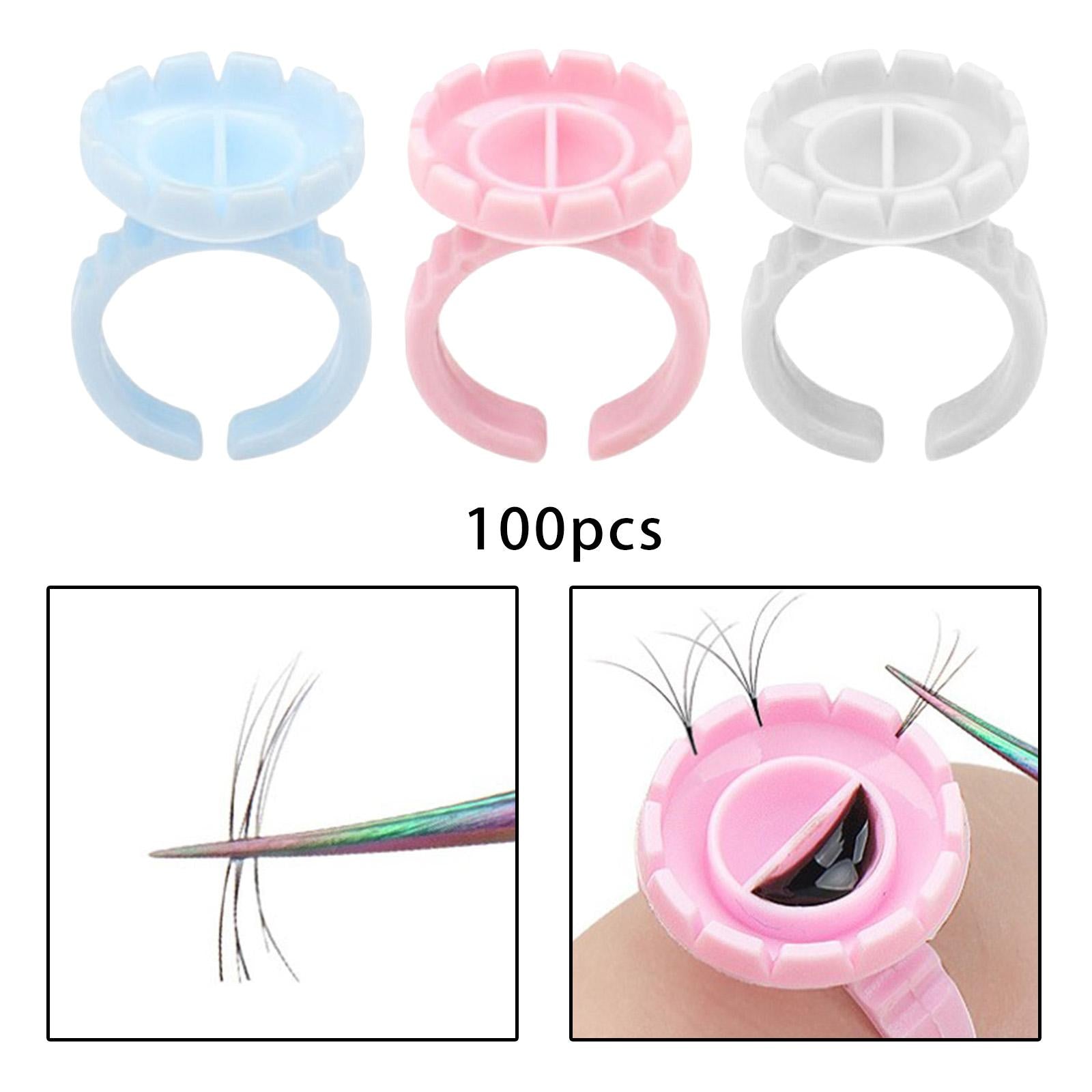 2x100x Glue Rings Lash Glue Cups for Tattoo Volume Lash Makeup White