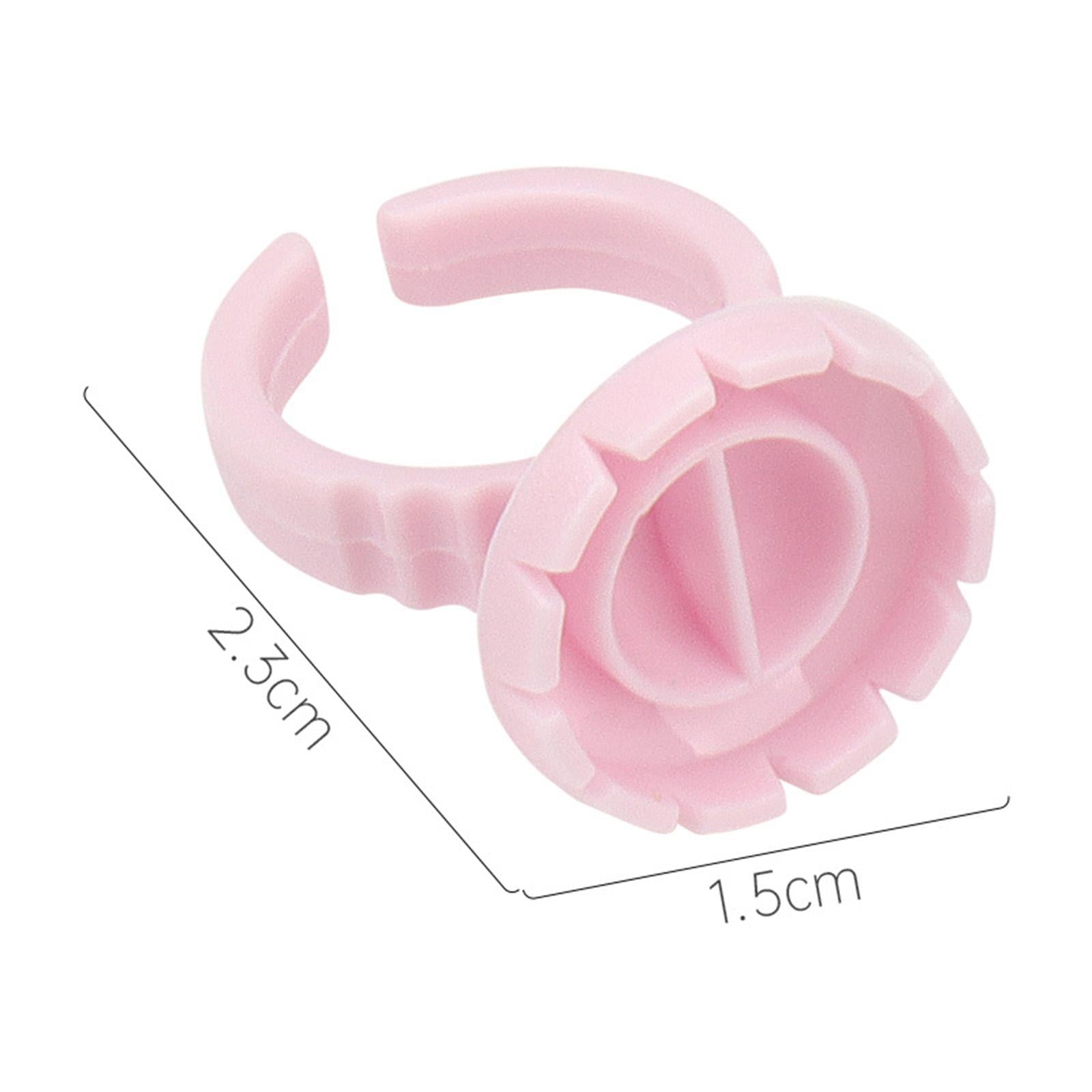 2x100x Glue Rings Lash Glue Cups for Tattoo Volume Lash Makeup Pink