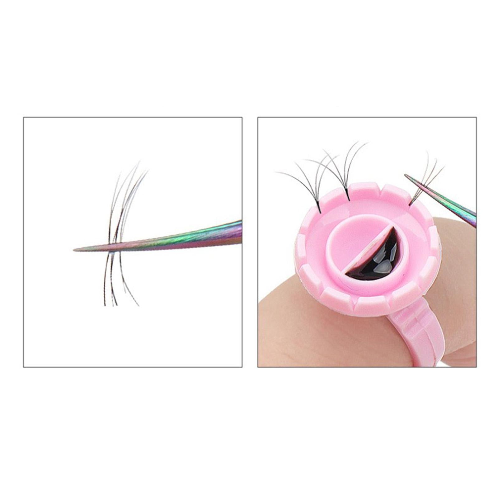 2x100x Glue Rings Lash Glue Cups for Tattoo Volume Lash Makeup Pink
