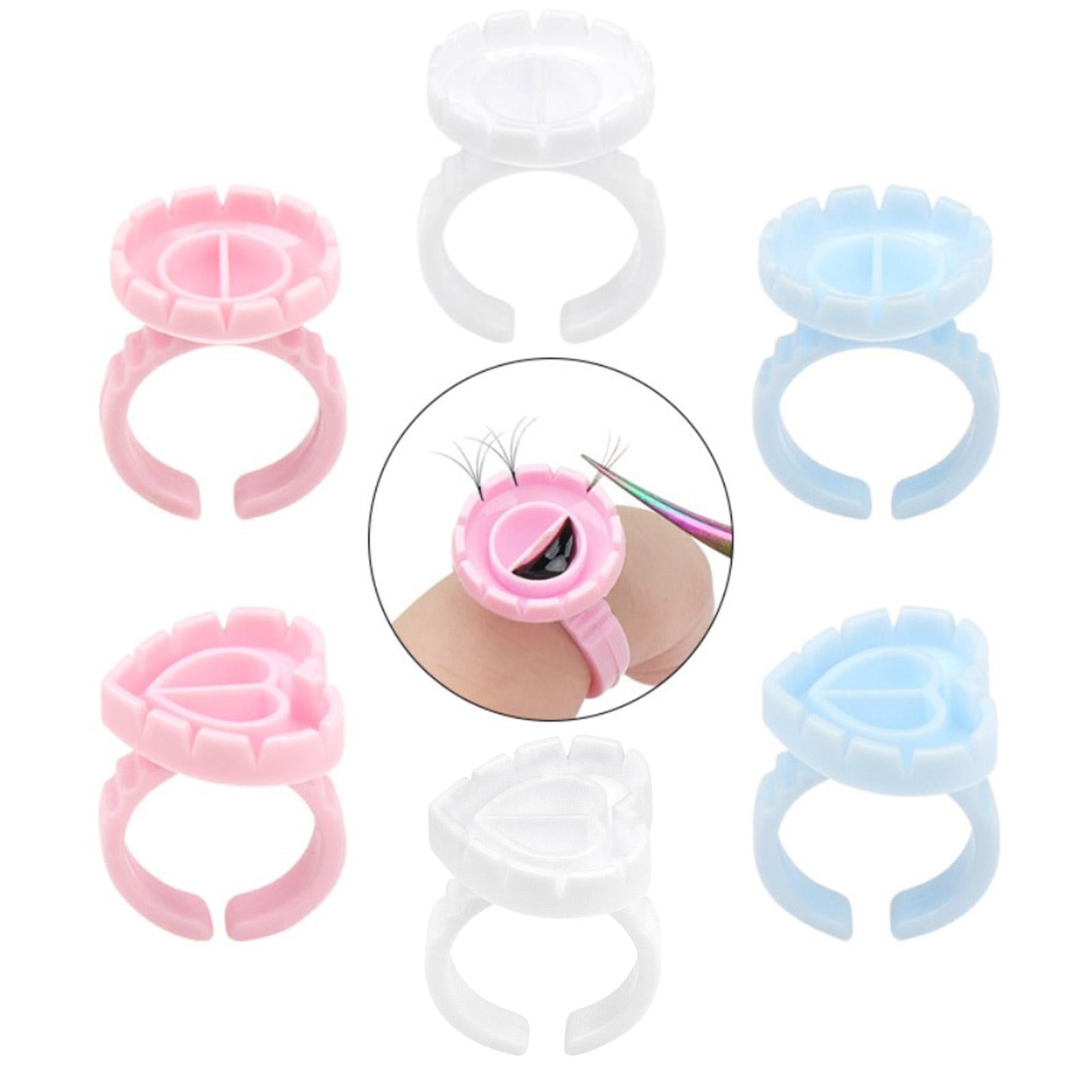3x100x Glue Rings Lash Glue Cups for Tattoo Volume Lash Makeup Pink