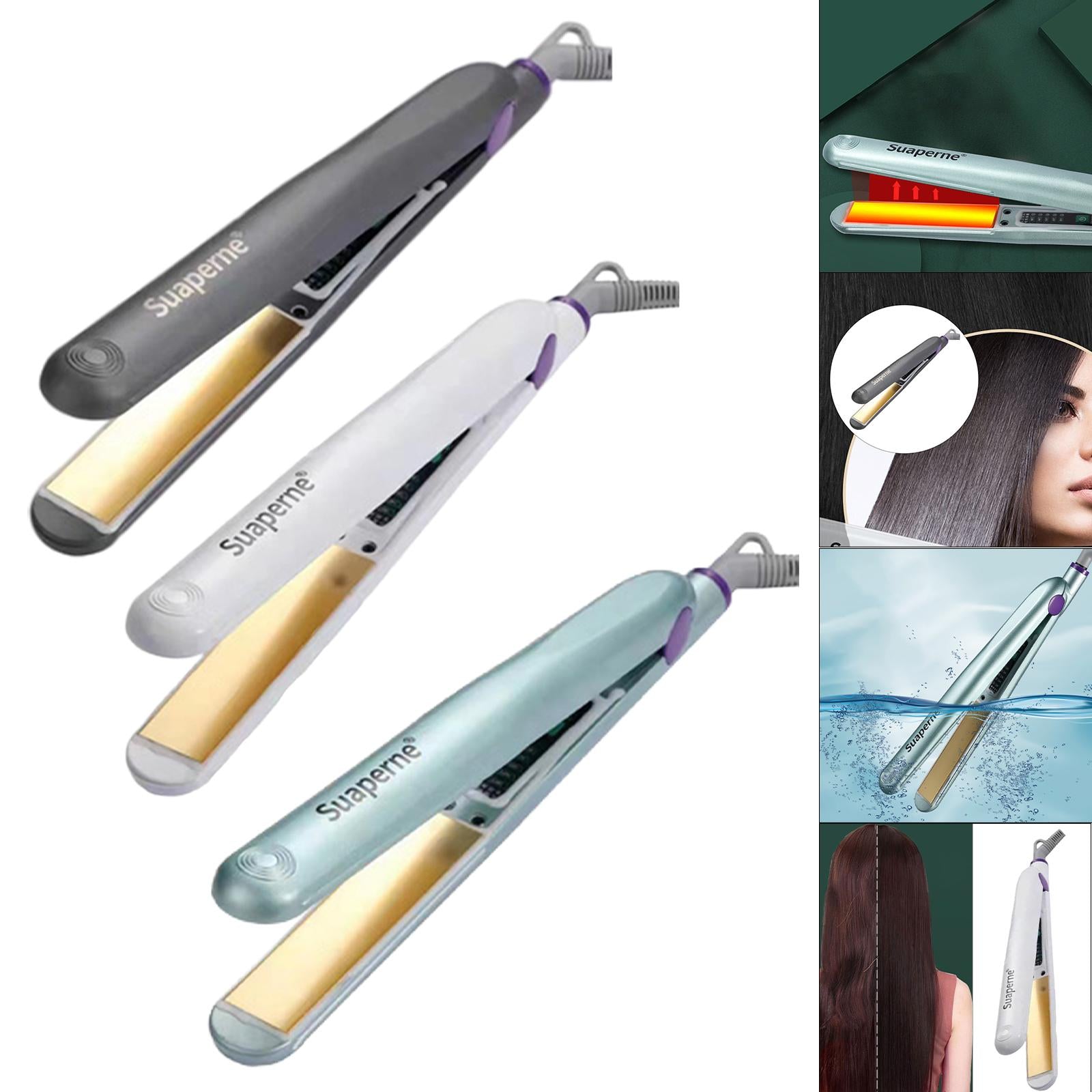 2 in 1 Hair Straightener Curler Curling Iron Professional Waterproof White