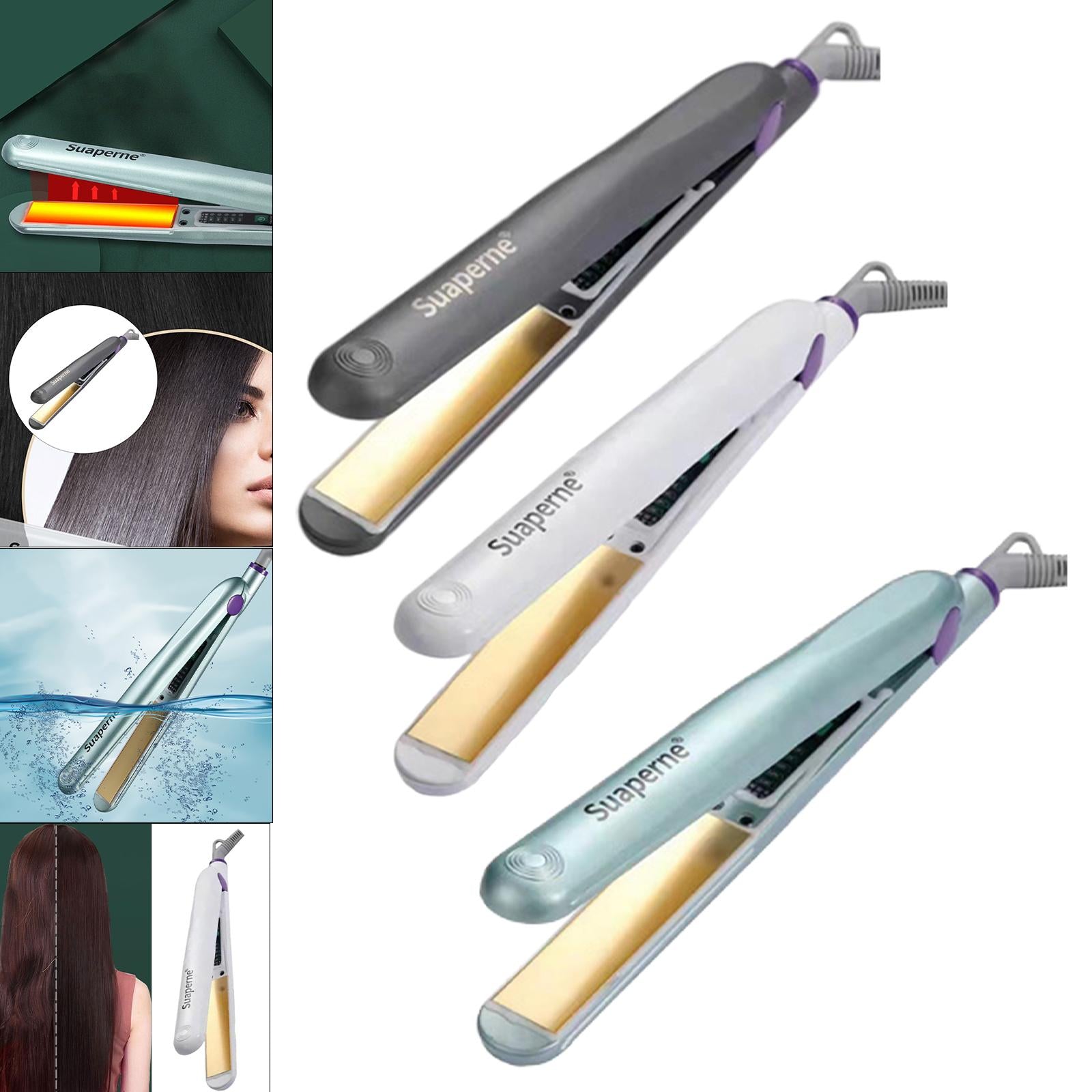 2 in 1 Hair Straightener Curler Curling Iron Professional Waterproof White