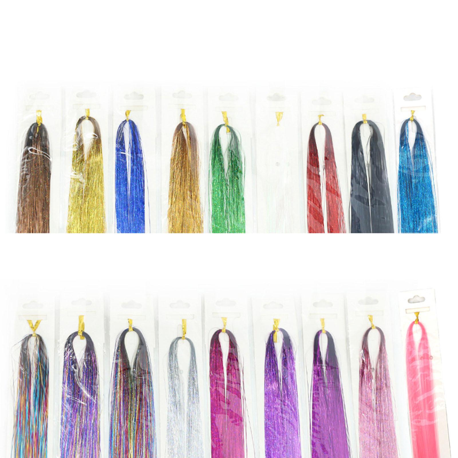 12 Colors Hair Extension Tinsel Kit 2400 Strands for Styling Women Men 94cm