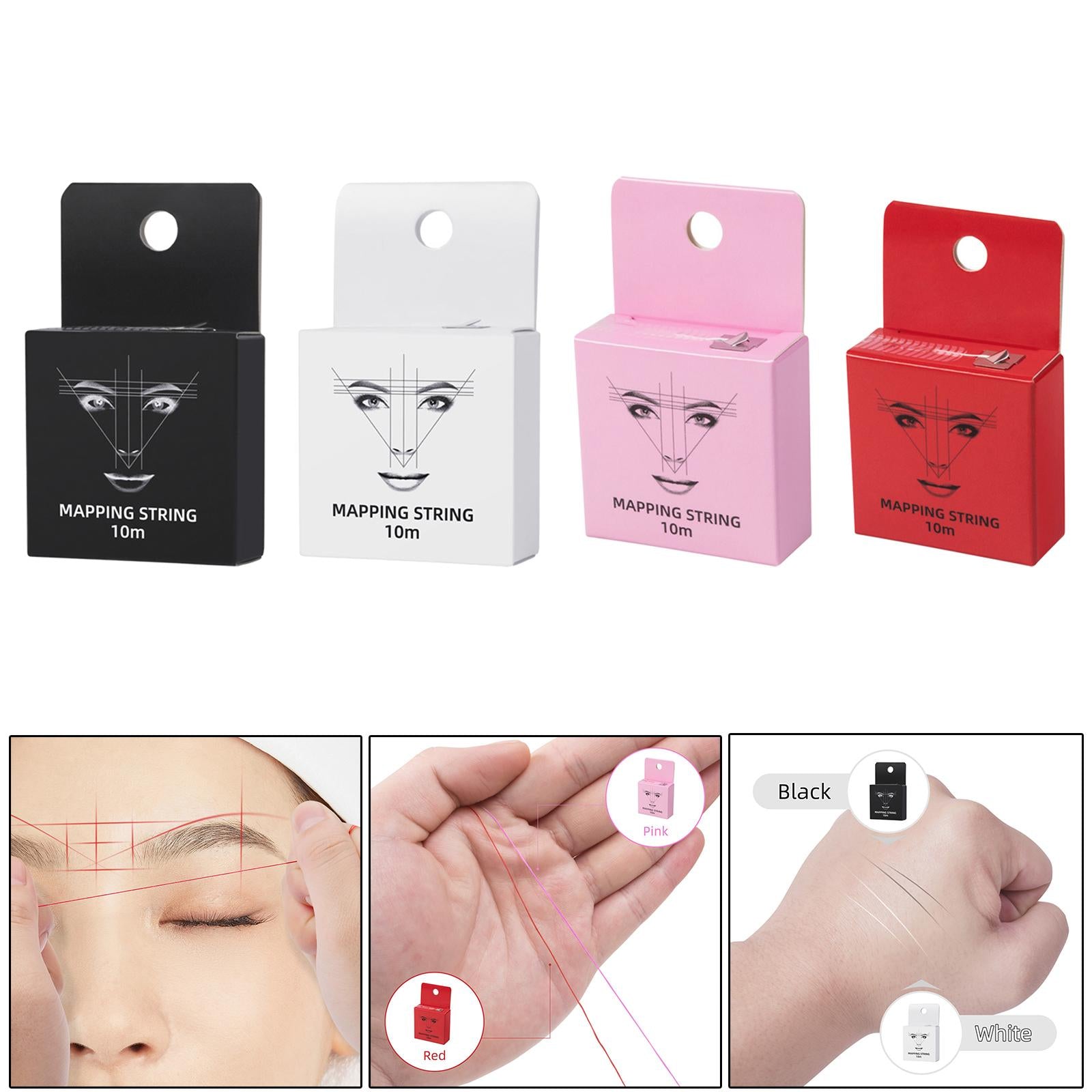 10M Pre-Inked Mapping Strings Measuring Tool for Microblading Eyebrow Pink