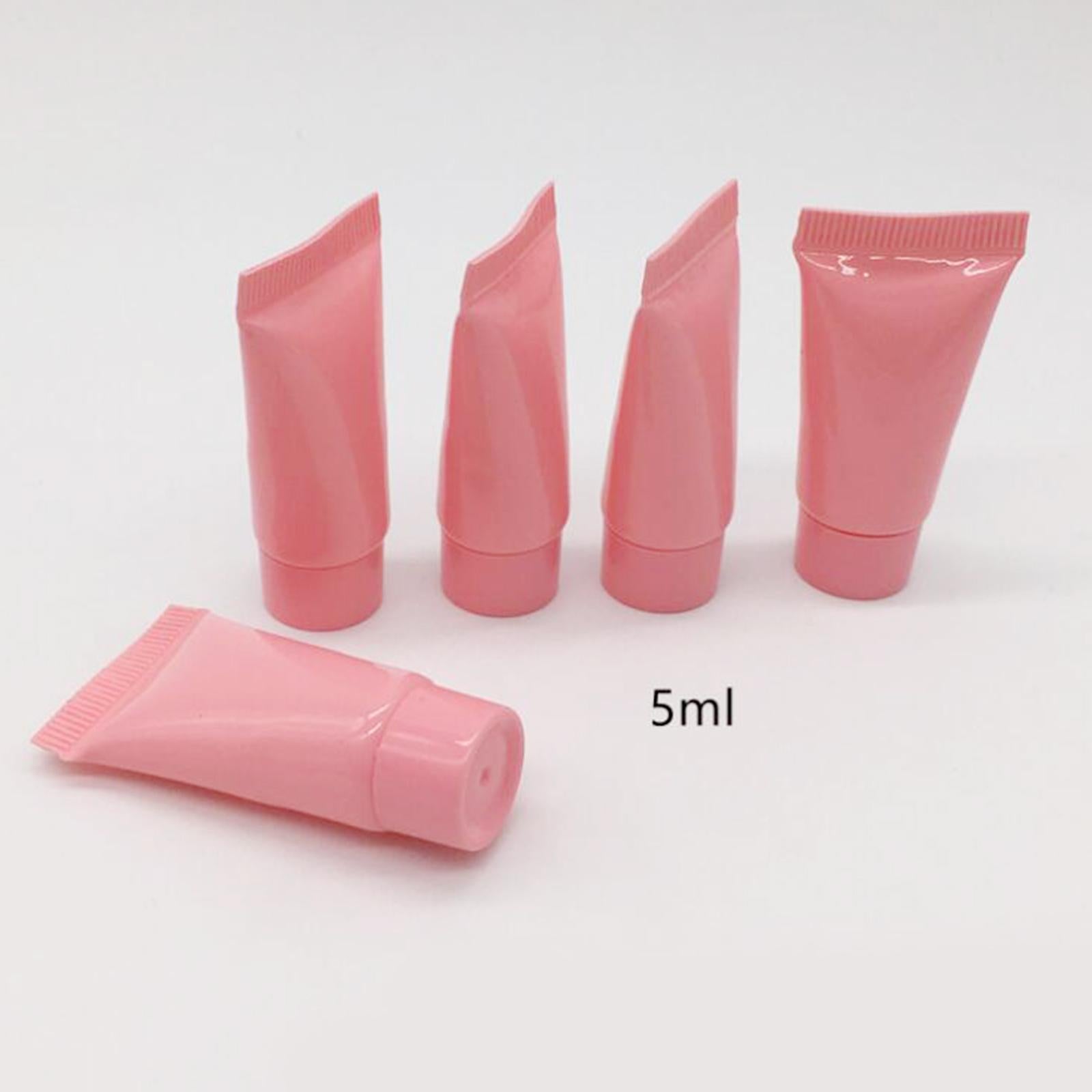 100Pcs Empty Soft Tubes Bottle 5ml with Caps for Makeup Cream pink