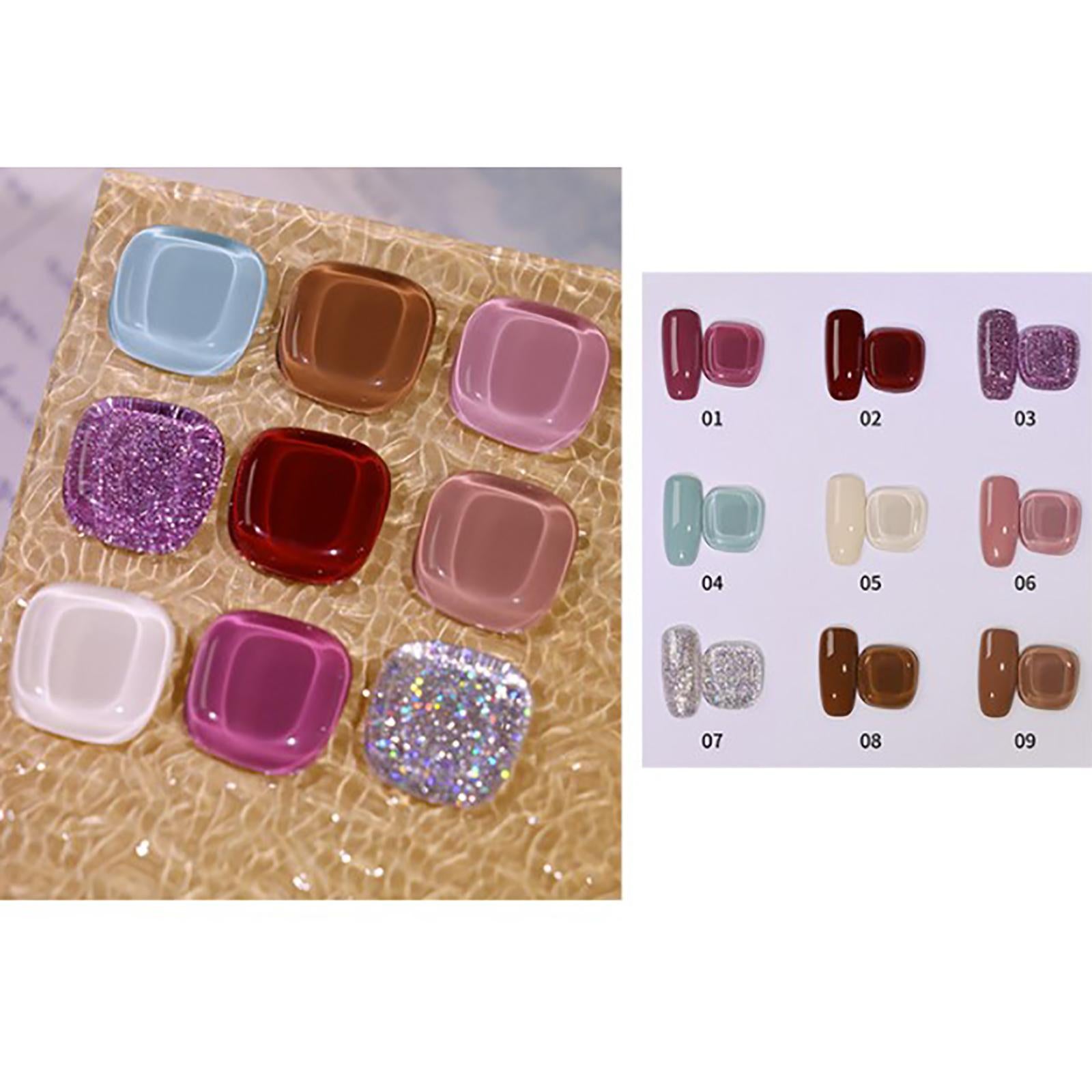 9 Colors Gel Nail Polish Glitters Designs Trendy Varnish for DIY Drawing Dry Rose Color