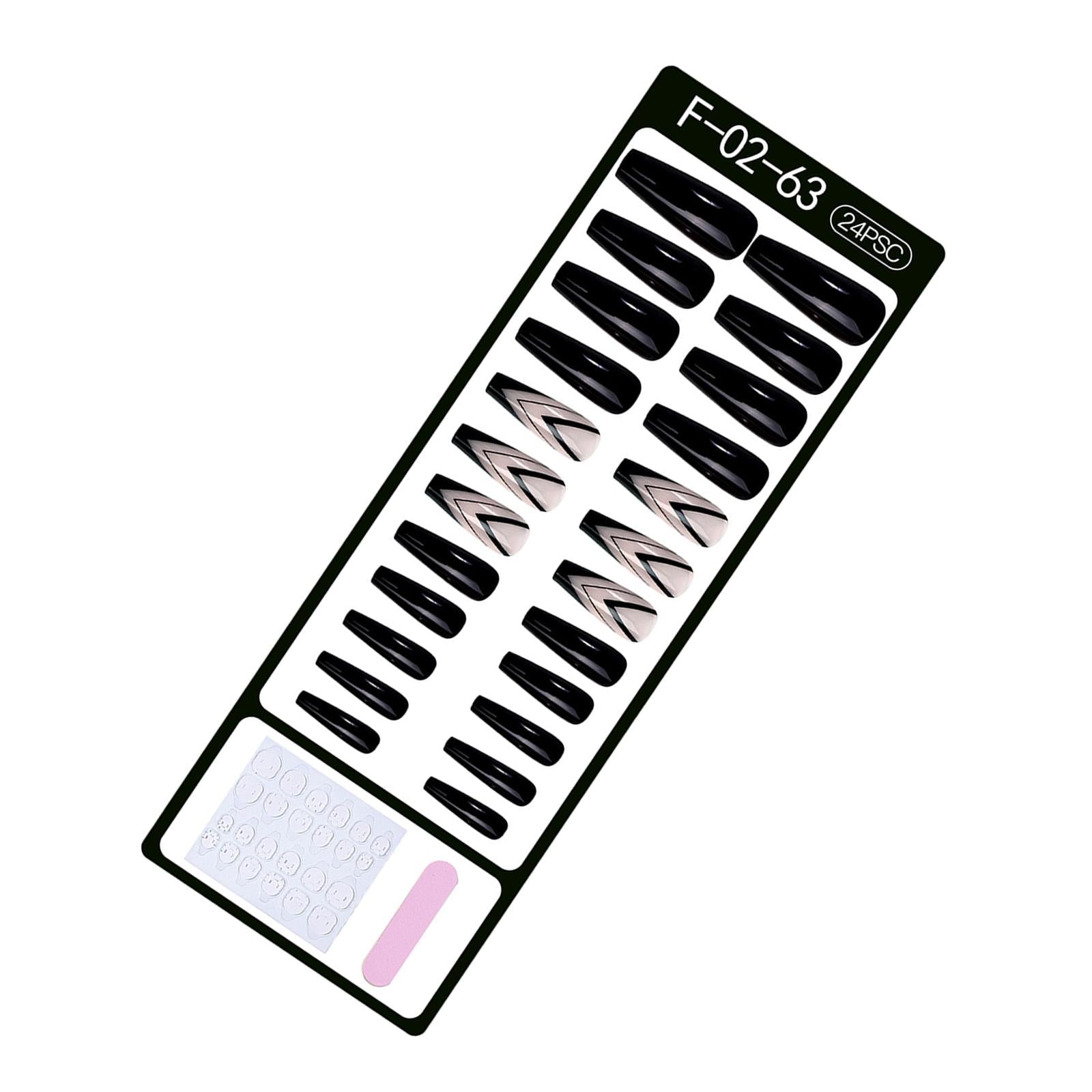 24x Long Coffin Nail Tips 12 Sizes Fake Nails for Nail Art DIY Salon 02