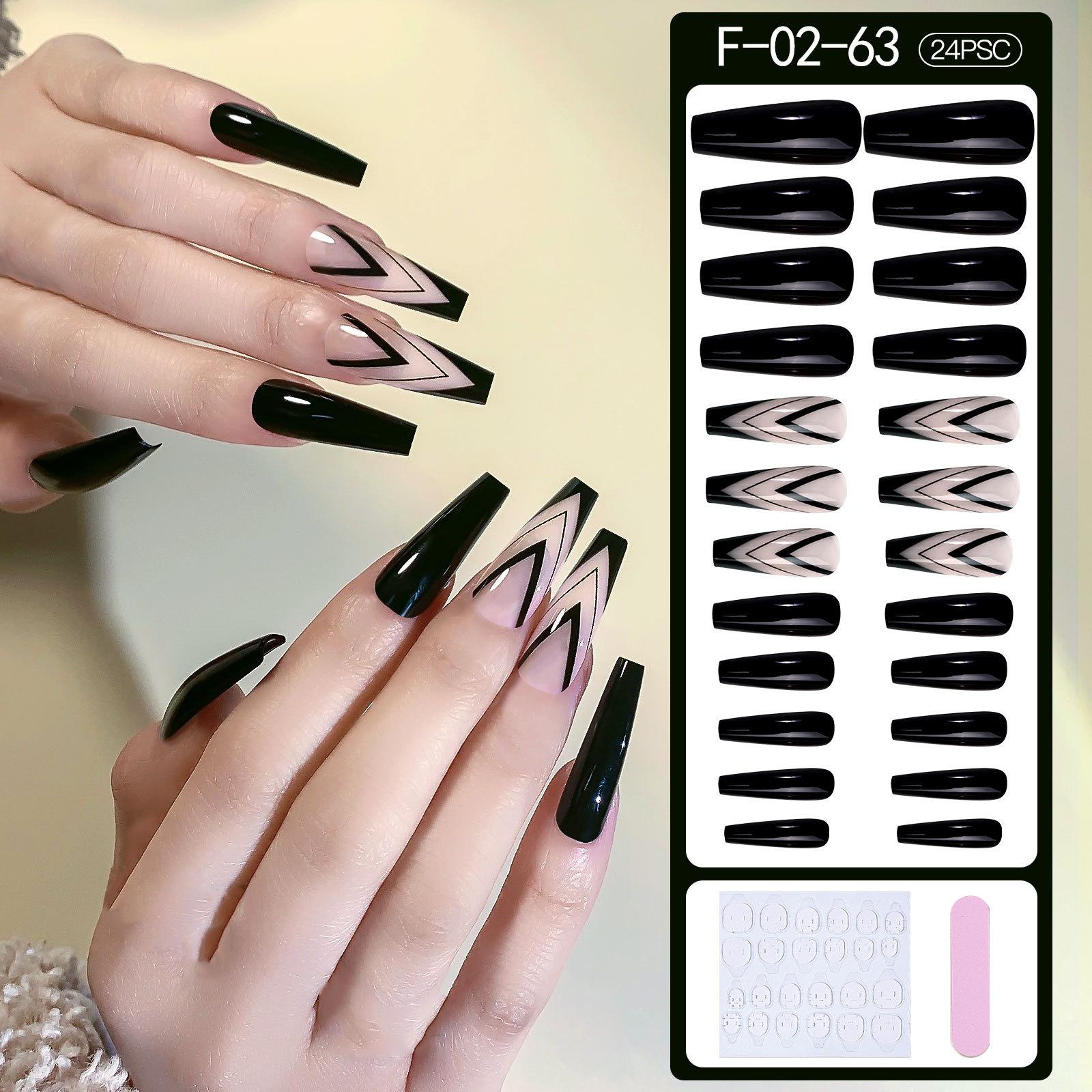 24x Long Coffin Nail Tips 12 Sizes Fake Nails for Nail Art DIY Salon 02