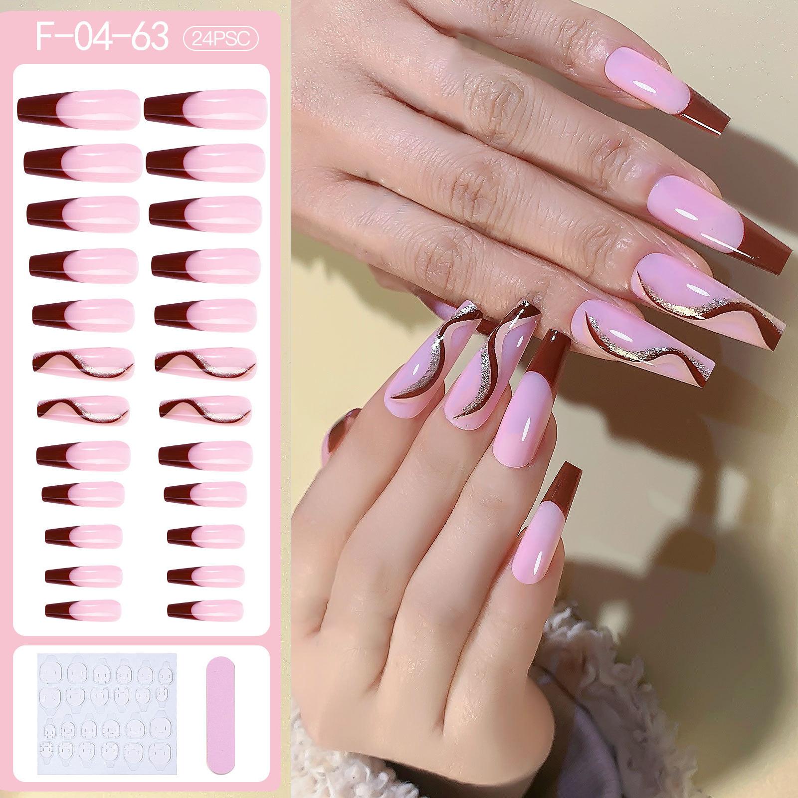 24x Long Coffin Nail Tips 12 Sizes Fake Nails for Nail Art DIY Salon 04