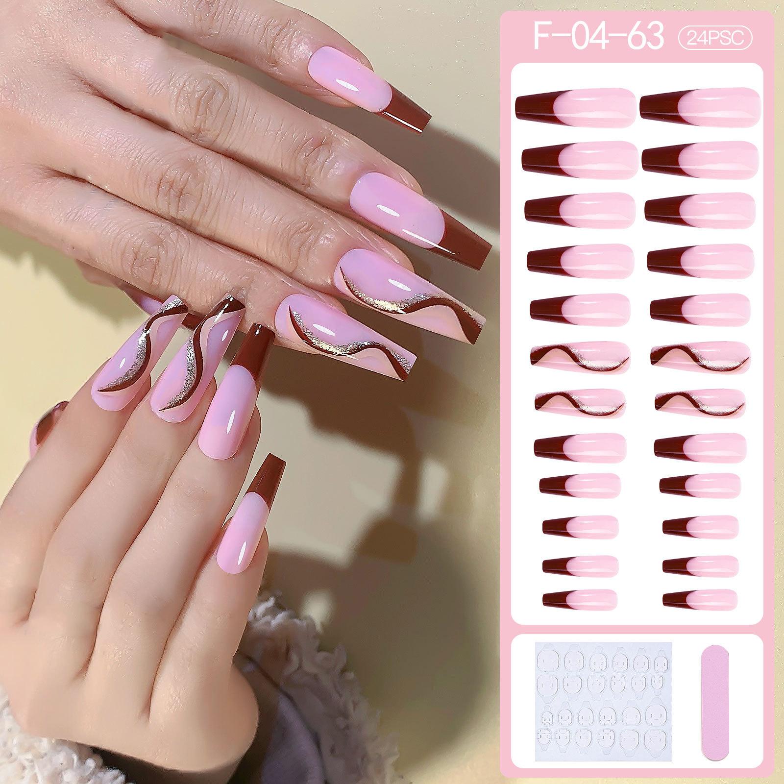 24x Long Coffin Nail Tips 12 Sizes Fake Nails for Nail Art DIY Salon 04